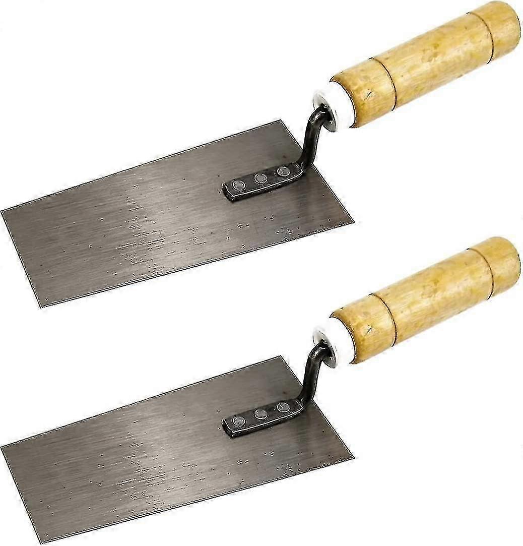 Trapezoidal Trowel Stainless Steel 2 Pieces Smoothing Trowel With Wooden Handle Essential Plaster Trowel Plaster Spatula Essential Masonry Tool Set