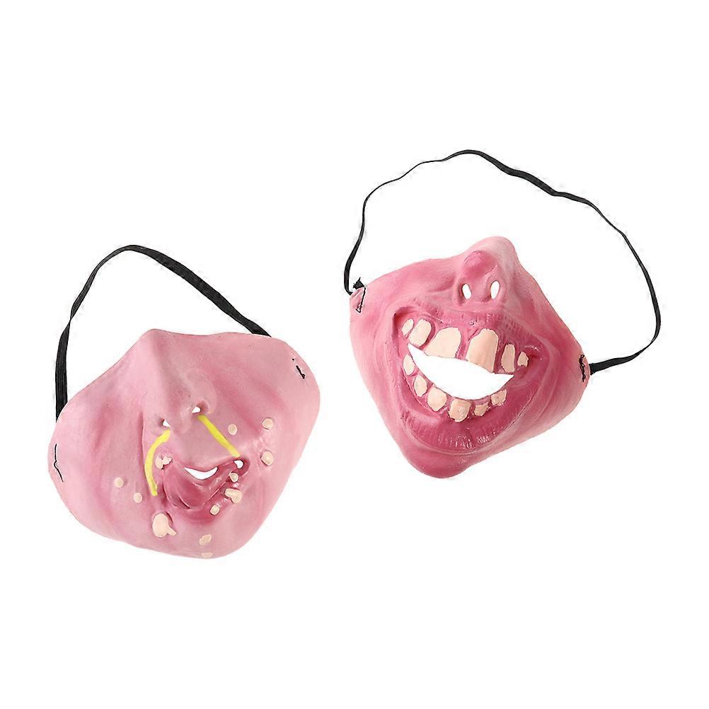 Realistic Mask Half Face Masks for Halloween Fans Pink Latex Party Decoration 2Pcs
