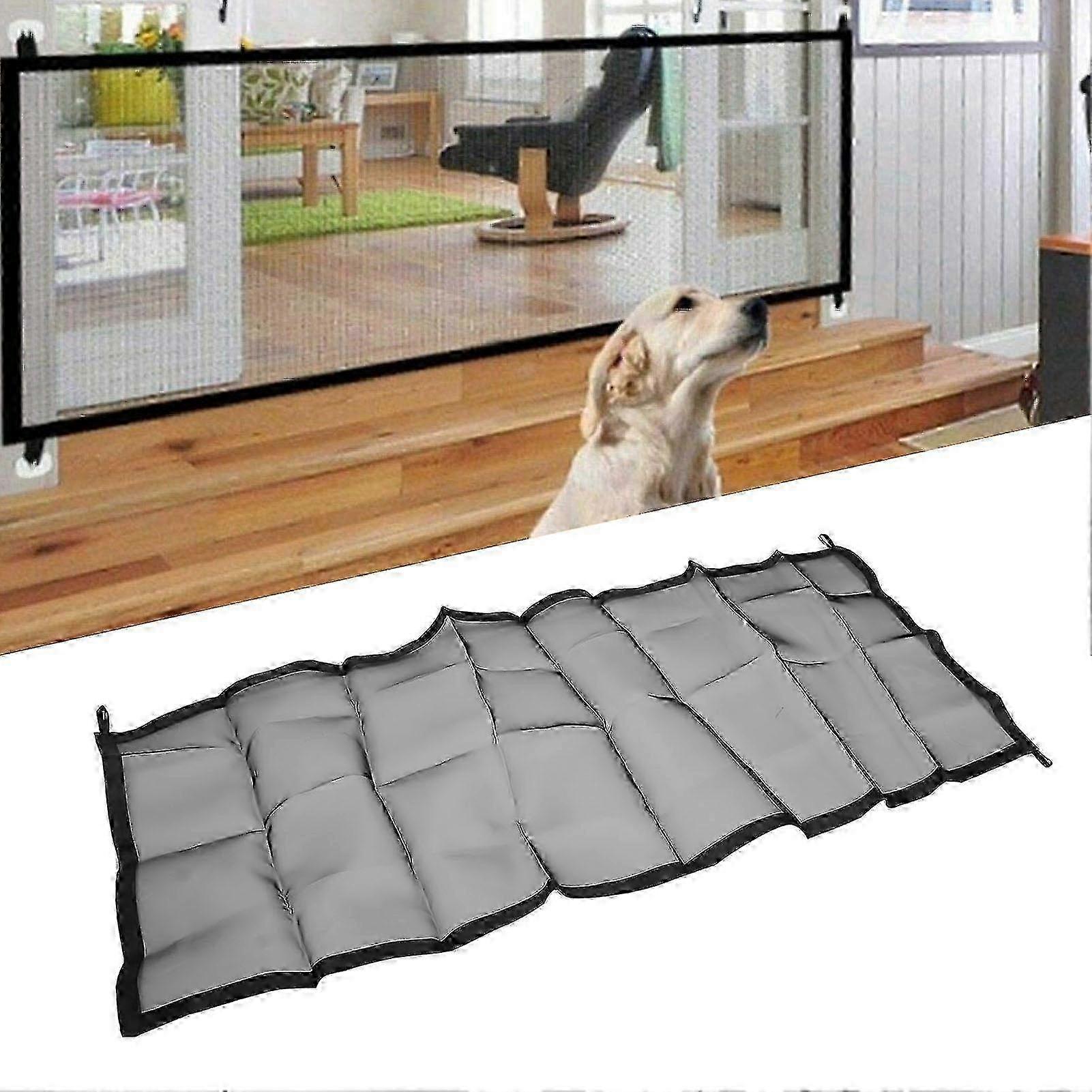 Foldable Pet Safety Gate with Mesh Panel for Cats and Dogs in Black
