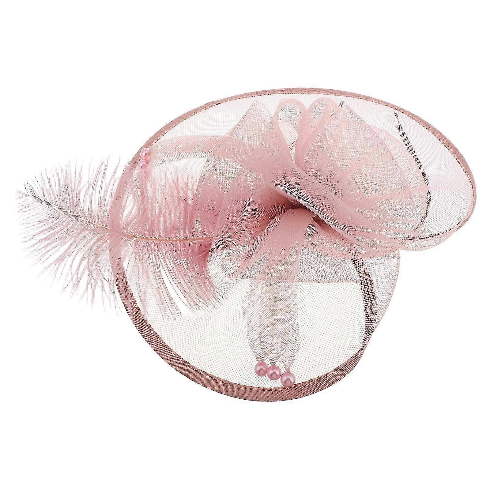 Pink Fascinator Headpiece Elegant Style Tea Party Accessory Polyester Material Versatile Use 1Pcs