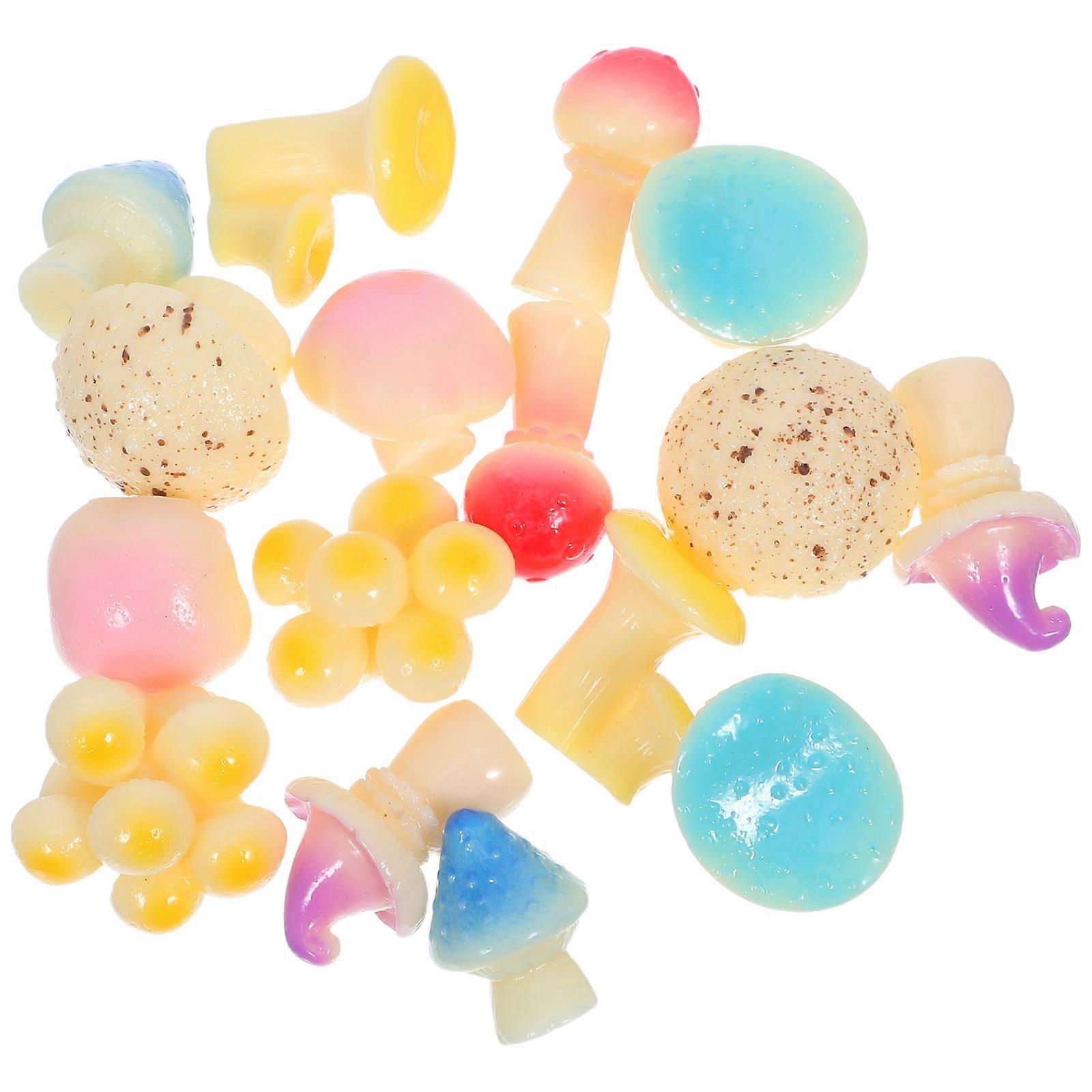 Mini Resin Mushrooms Miniature Figurines for Garden Bonsai Craft Ornaments 16Pcs