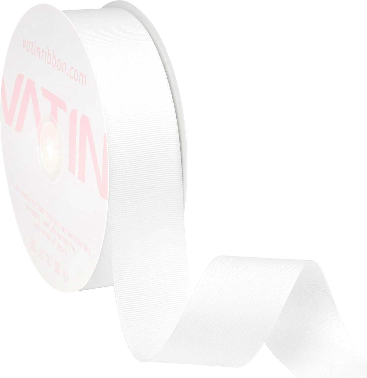 White Grosgrain Ribbon, 1-1/2" x Continuous 50 Yards, White Polyester Grosgrain