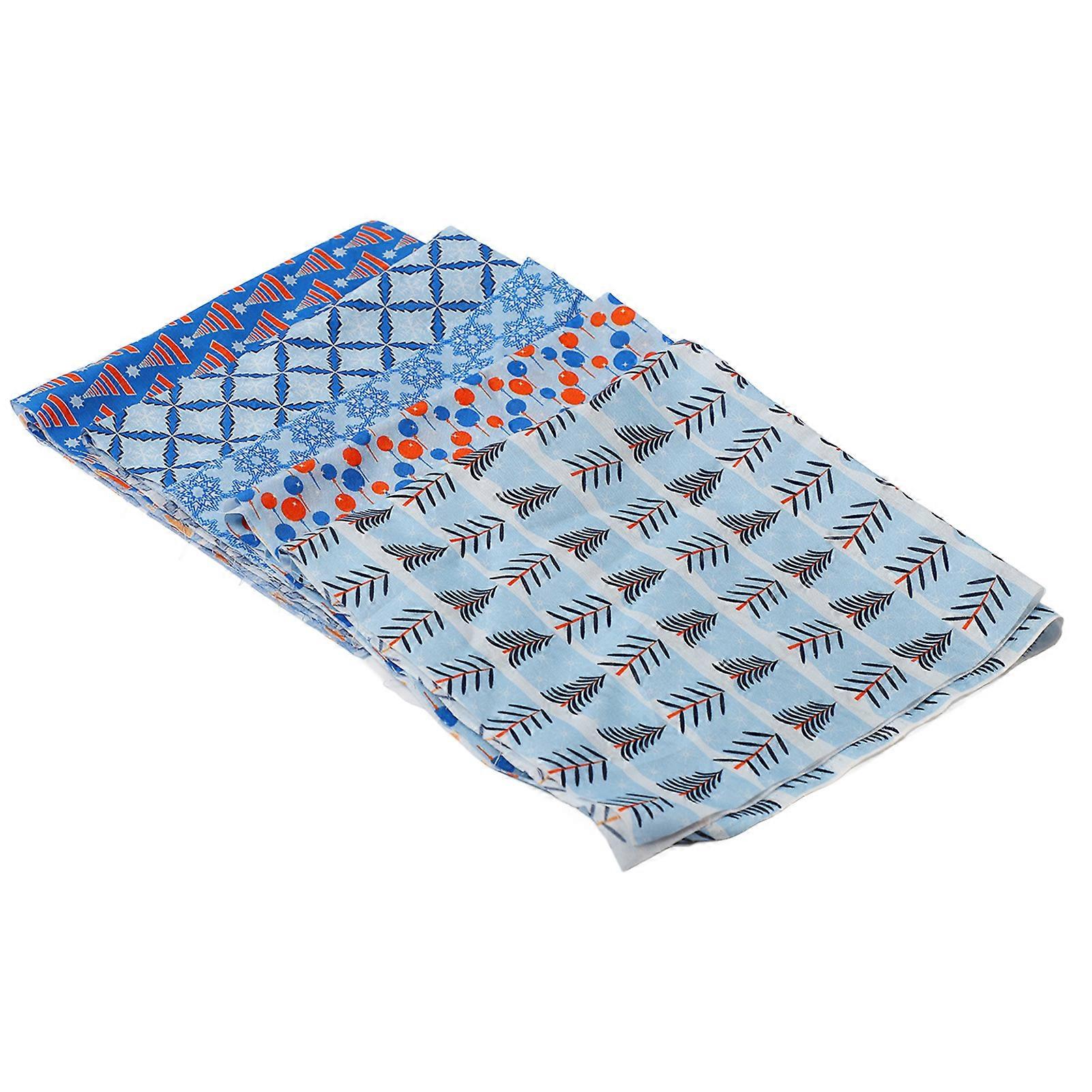 GPB 5pcs Snowflake Printed Fabric 19.7x19.7in DIY Handcraft Soft Skin Friendly Sewing Fabric for Purses Quilting Patchwork