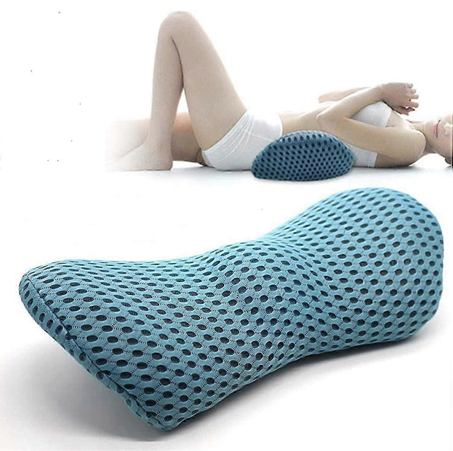 Lumbar support pillow for home and office, orthopedic memory foam pillow for spine alignment and comfort