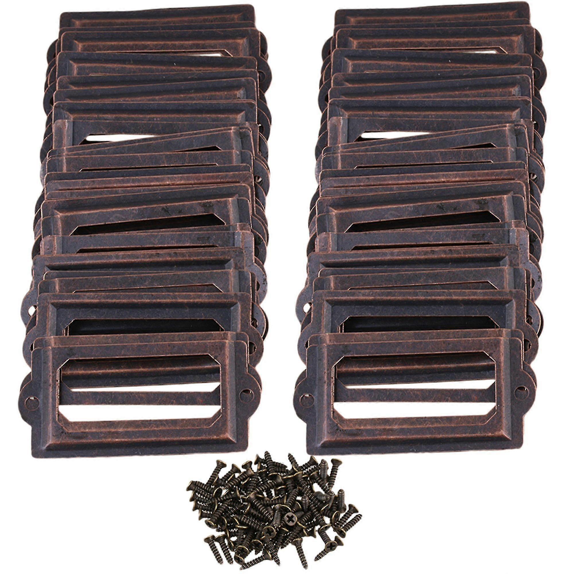 Label Makers 100pcs Vintage Red Bronze Cabinet Drawer Case Box Labe...