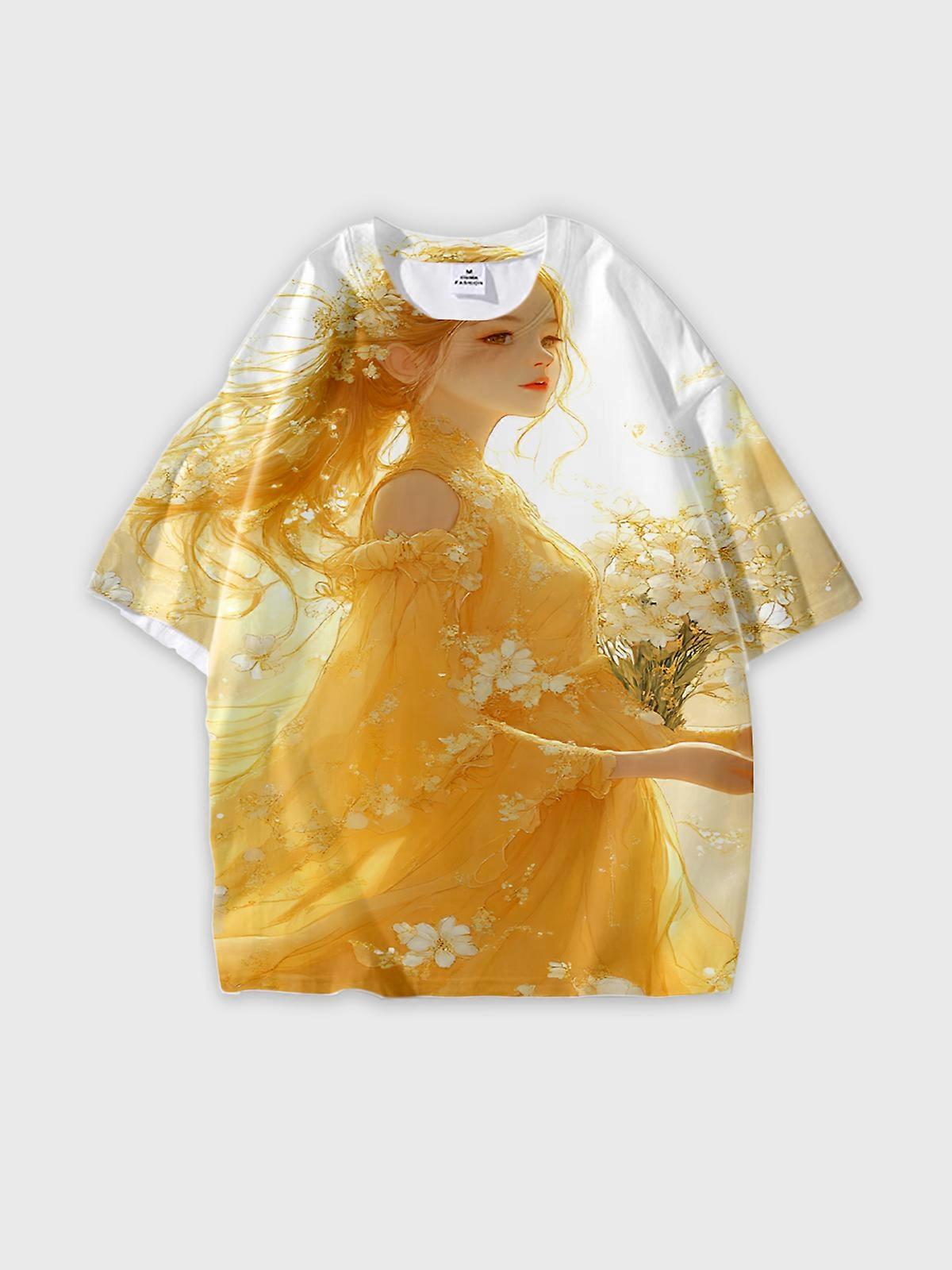 T-Shirt Short Sleeve Round Neck, Summer Casual Loose Graphic Tee, Unisex Pattern V2323