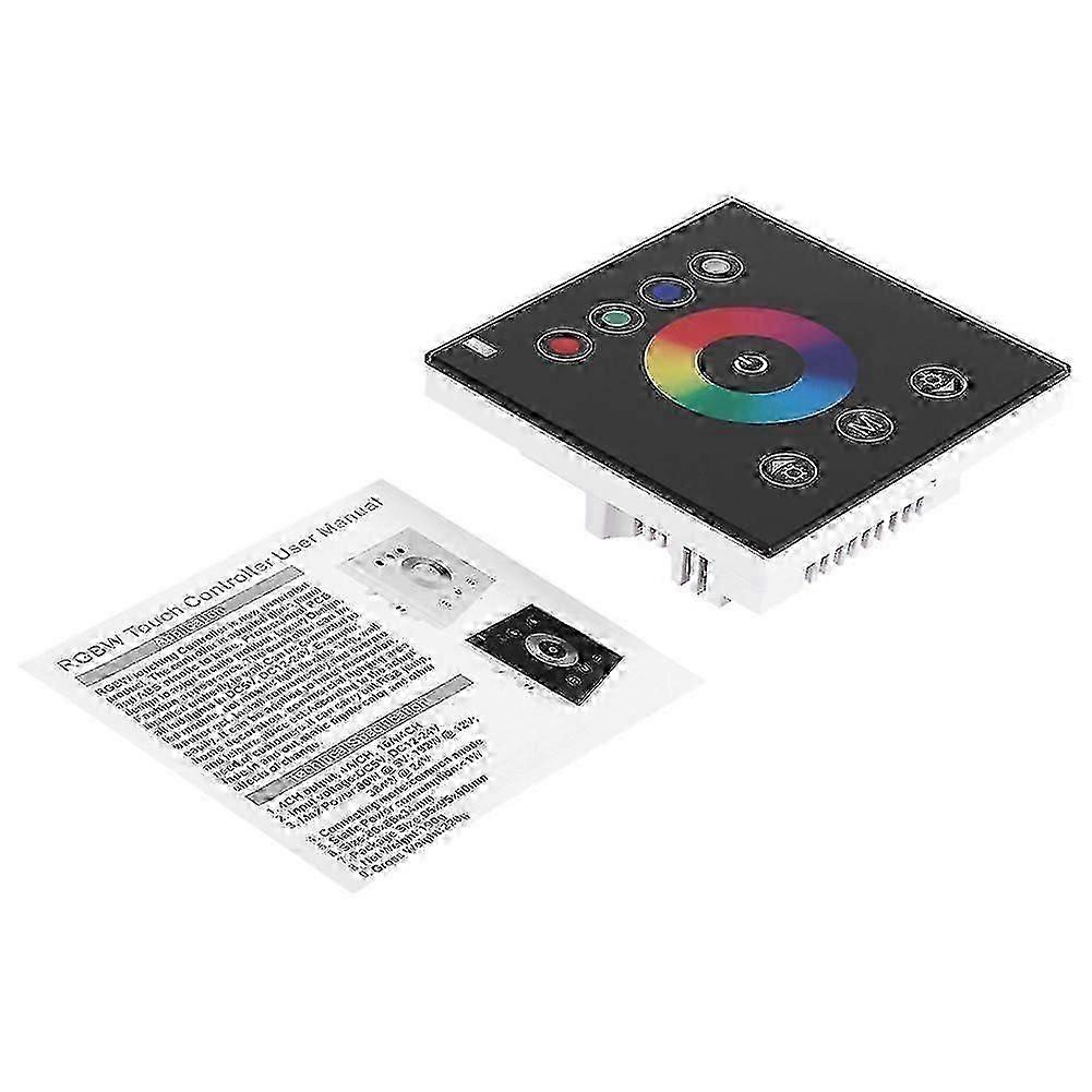 12-24V 4 Channels RGBW LED Light Controller Dimmer Wall-mounted Touch Switch Panel (Black)