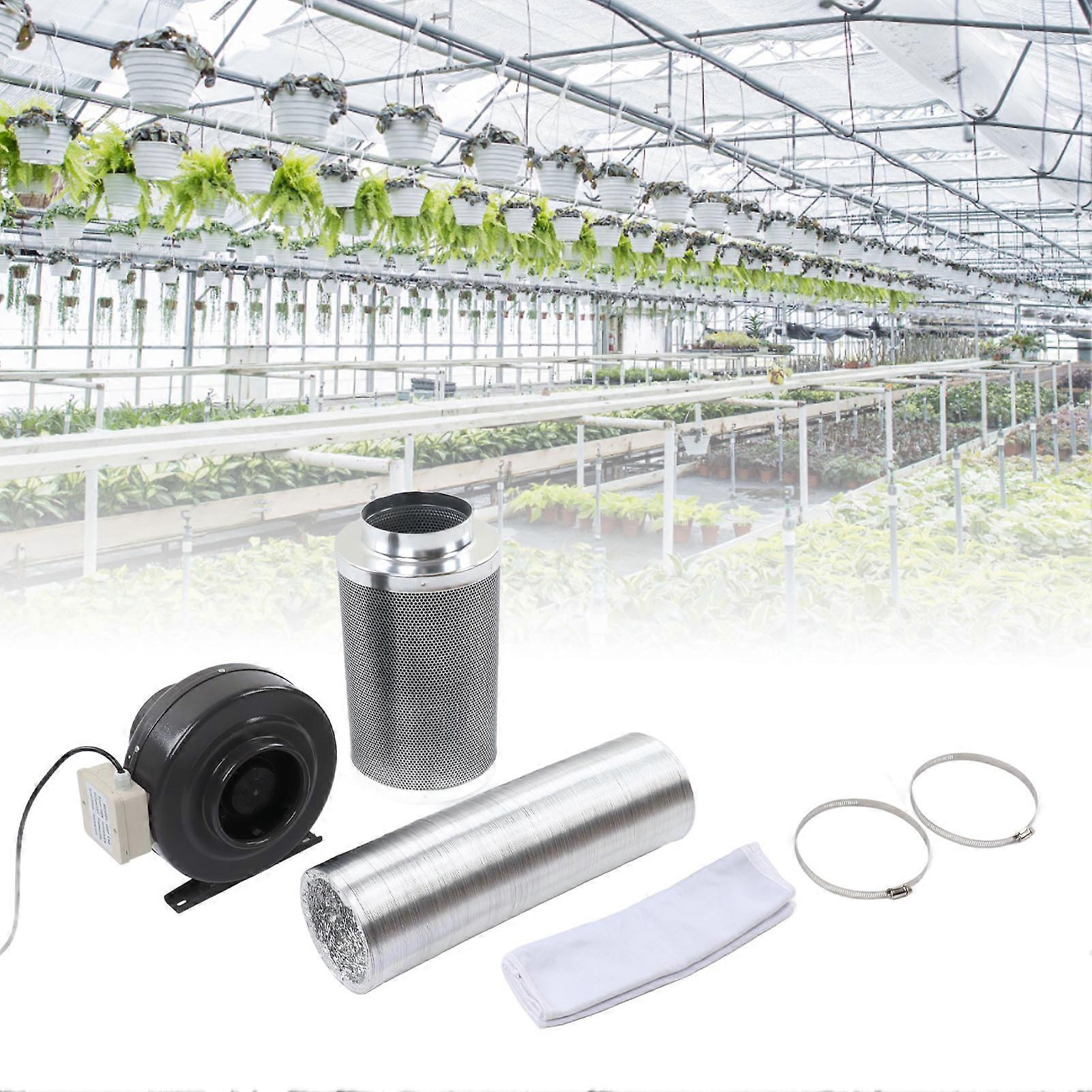 Inline Duct Fan with Carbon Filter 33x23x27cm Low Noise US Plug