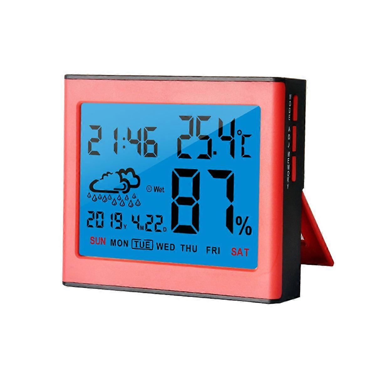 Alarm Clock Hygrometer Electronic Thermometer Home Decoration ABS Engineering Plastic Humidity Range 10-99 RH,A