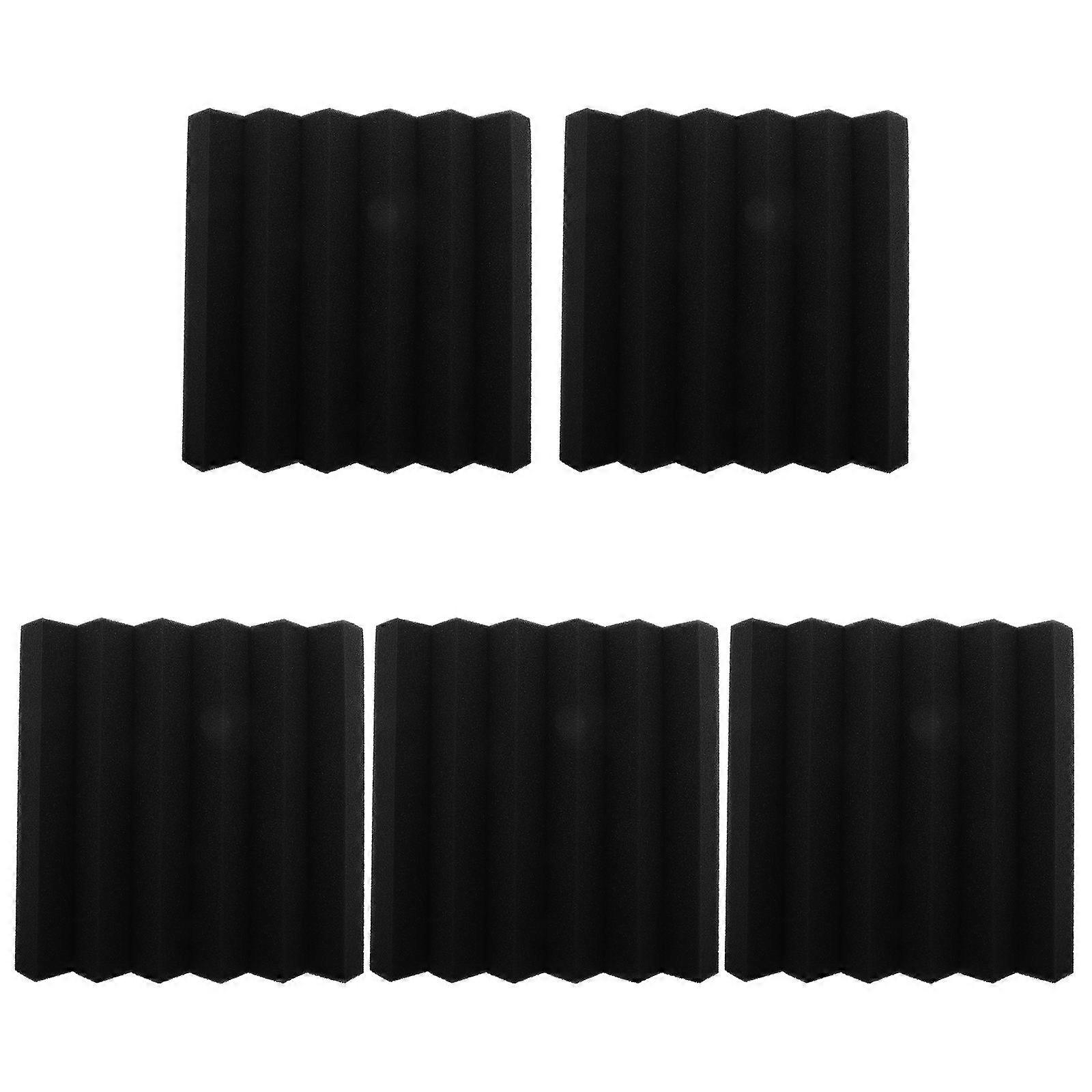 Acoustic Foam Panels 5Pcs Wedge Shape Black Sound Proofing Solution For Home Office Indoor Use
