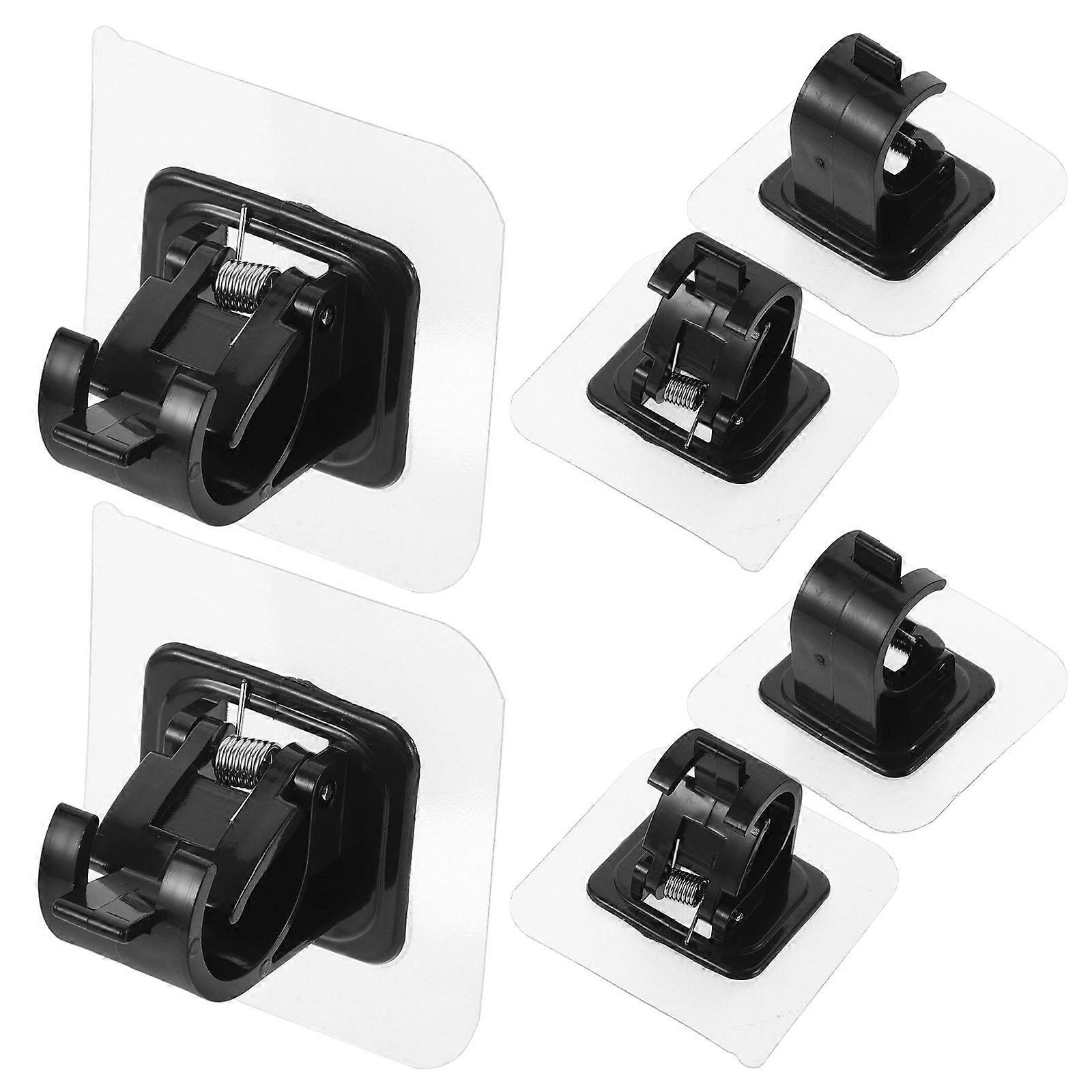 Curtain Hooks No Drill Bracket Easy Installation Wall Mounting Sturdy Hold Black 6Pcs