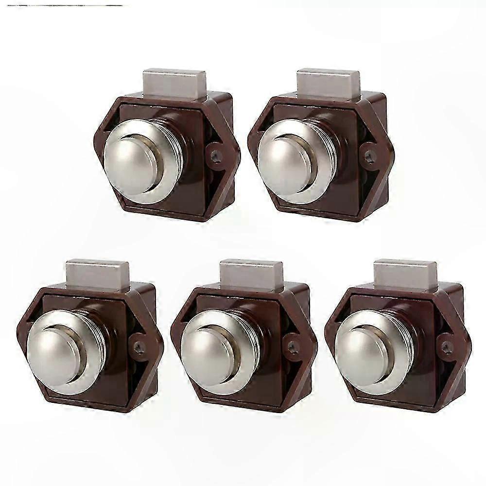 5-Piece Set of 20mm Push Locks for Campers, RVs, Boats, and Furniture Drawer Security Latches