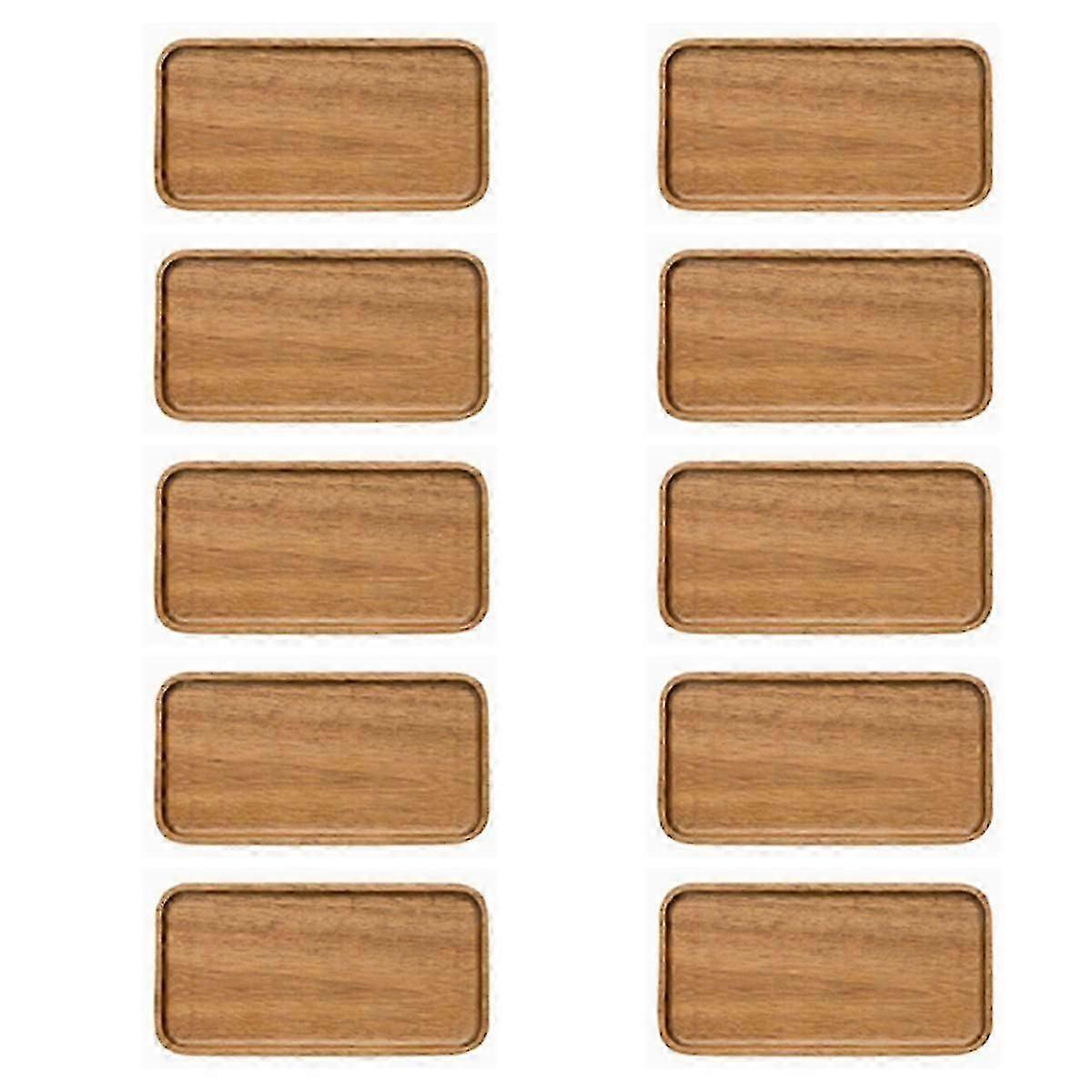 10X Serving Tray, Rectangular Solid Wood Flat Bottom Plate, Fruit Plate, Saucer, Tea Tray, Dessert