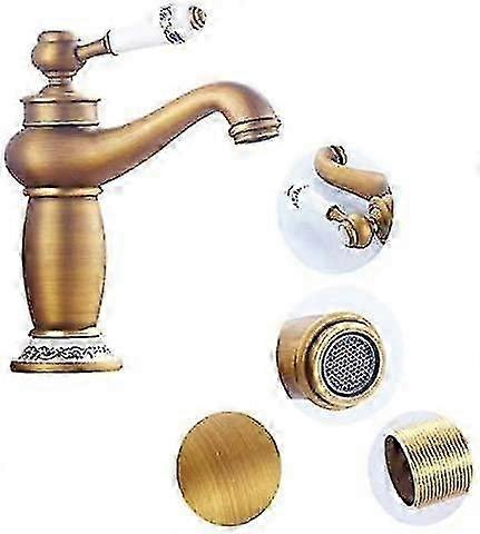Vintage Brass Single Handle Basin Faucet with Ceramic Cartridge for Sink