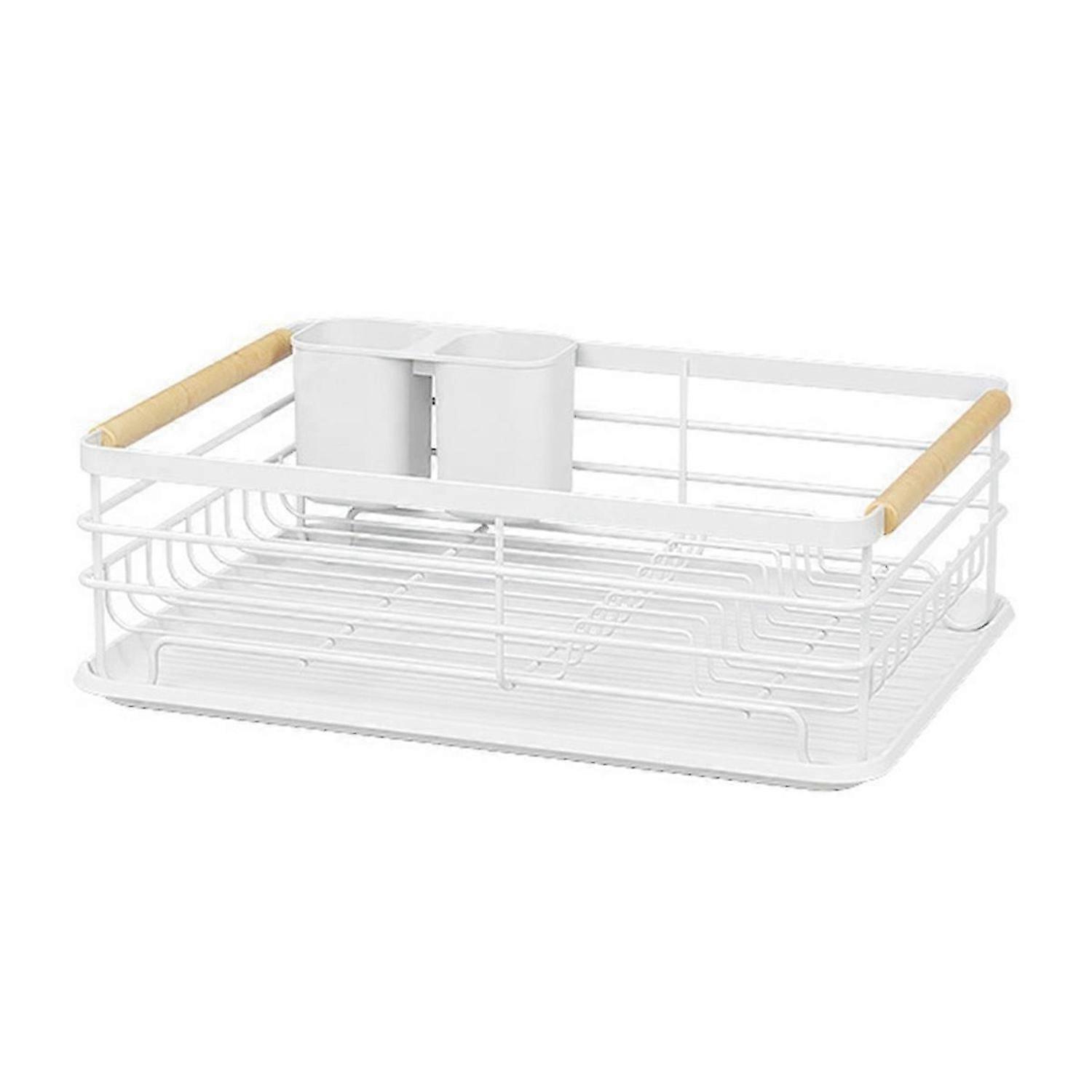 Kitchen Table with Detachable Drip Tray, Tableware Rack, White Dish Drain Rack, Multifunctional Tableware Storage Rack