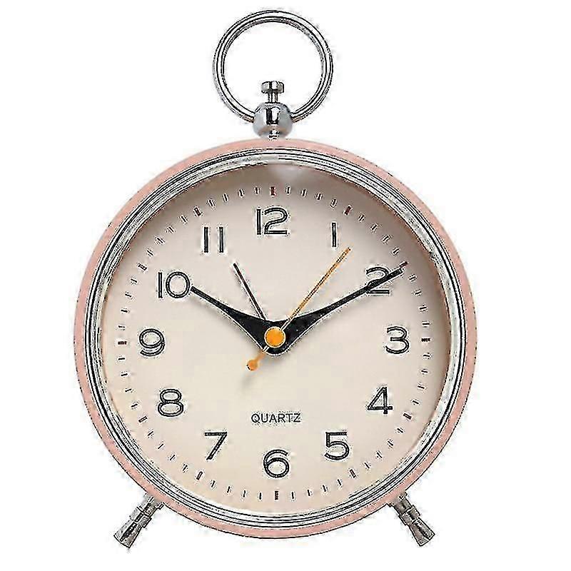 Analog Alarm Clock Non Ticking With Snooze Function Round Retro Alarm Clock ,for Bedroom Living Roo