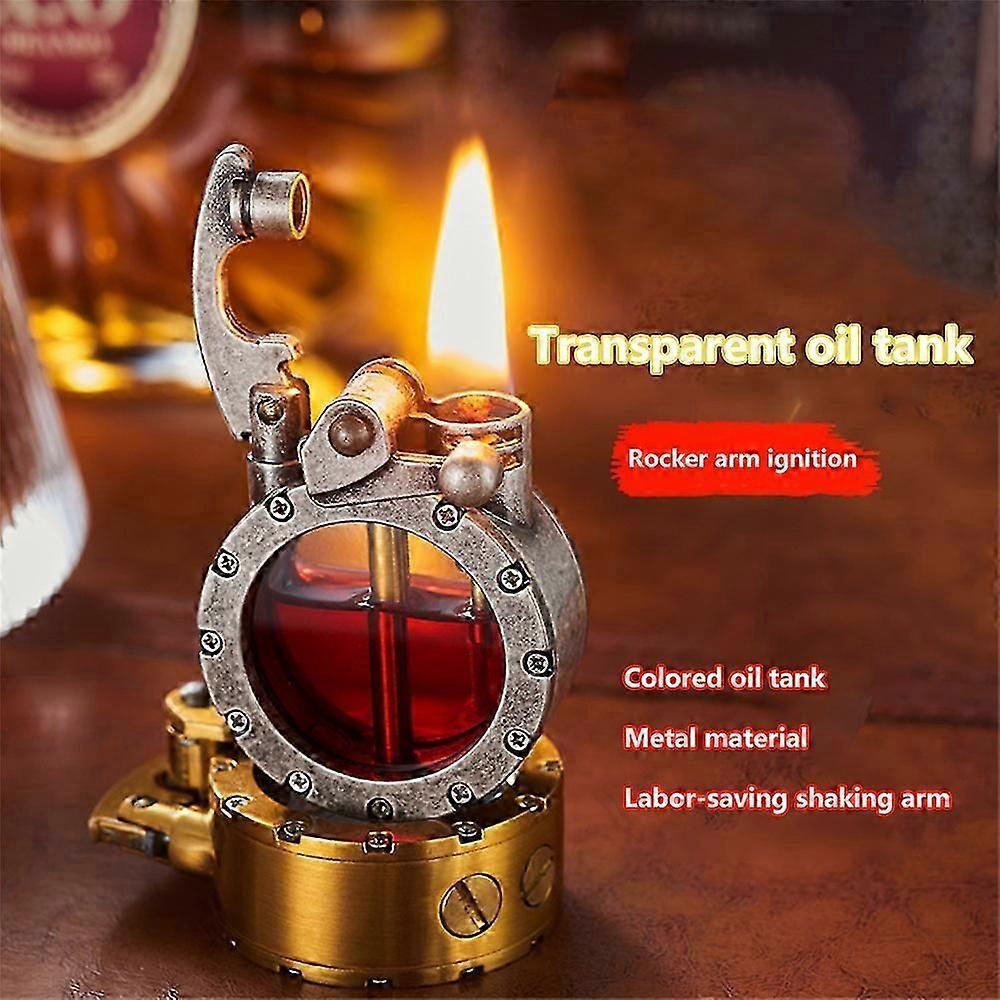 Retro Steampunk Transparent Kerosene Lighter - Decorative Piece (Fuel Not Included)