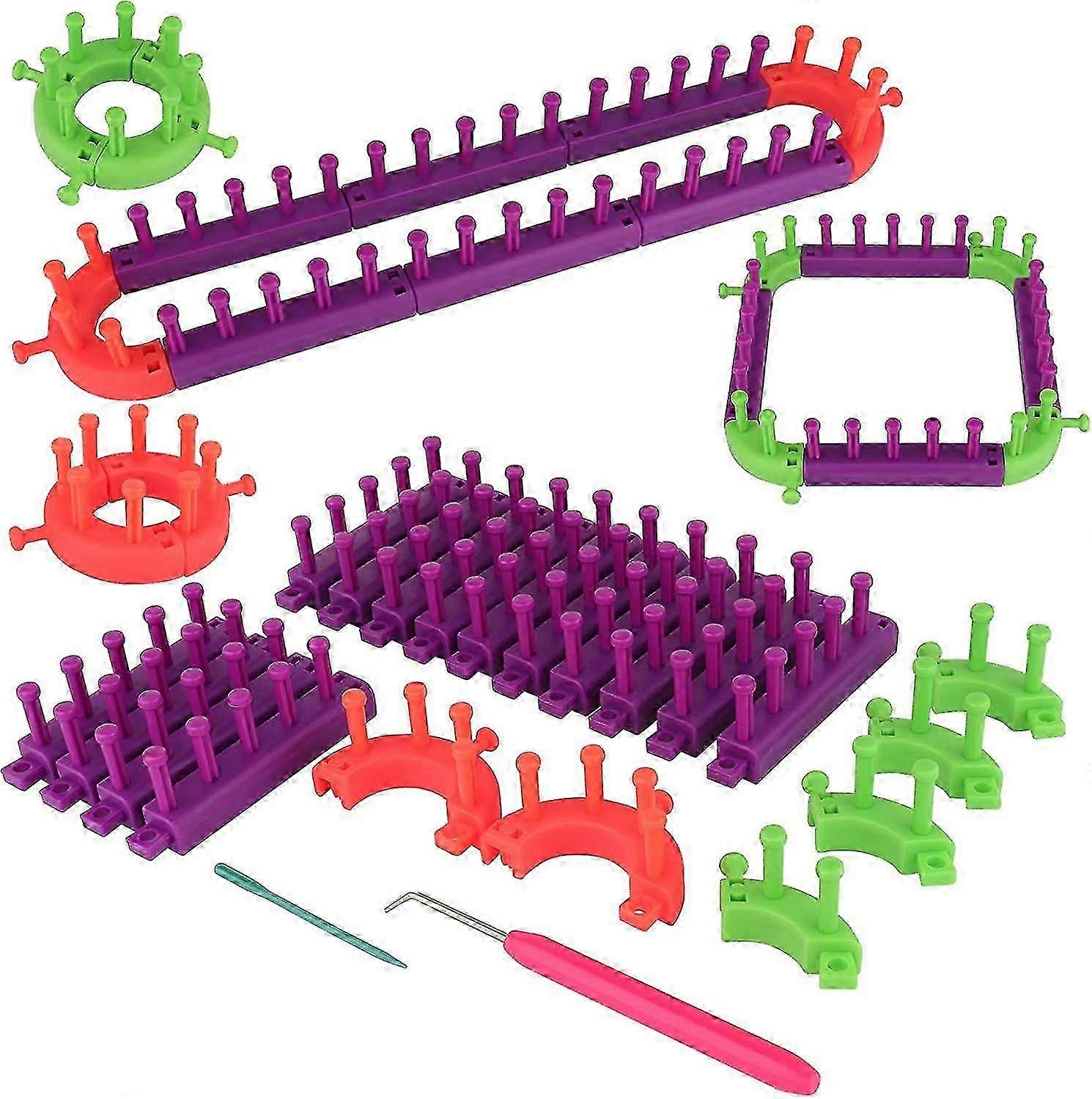 Knitting Kit,adjustable Flexible Plastic Loom Kits With Knitting Hooks,includes Gift 2025