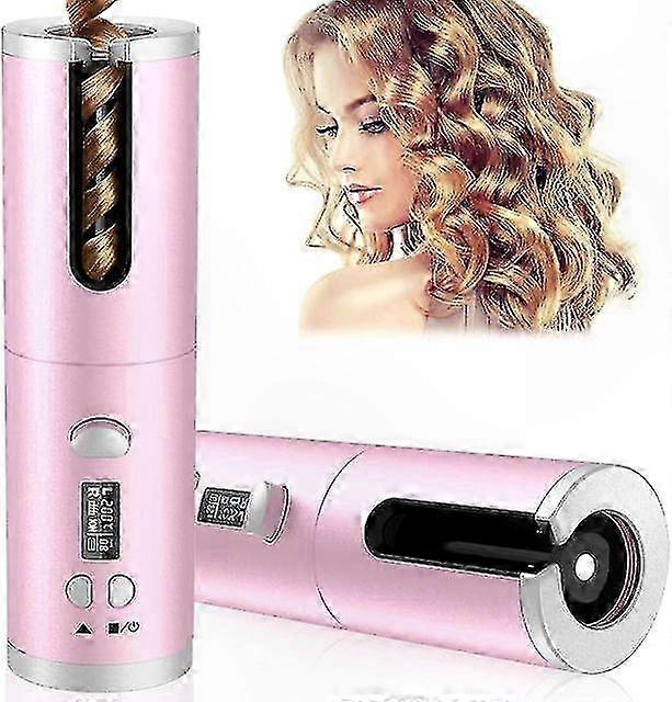 Rechargeable Automatic Curling Iron with LED Display and Adjustable Temperature for Styling Hair