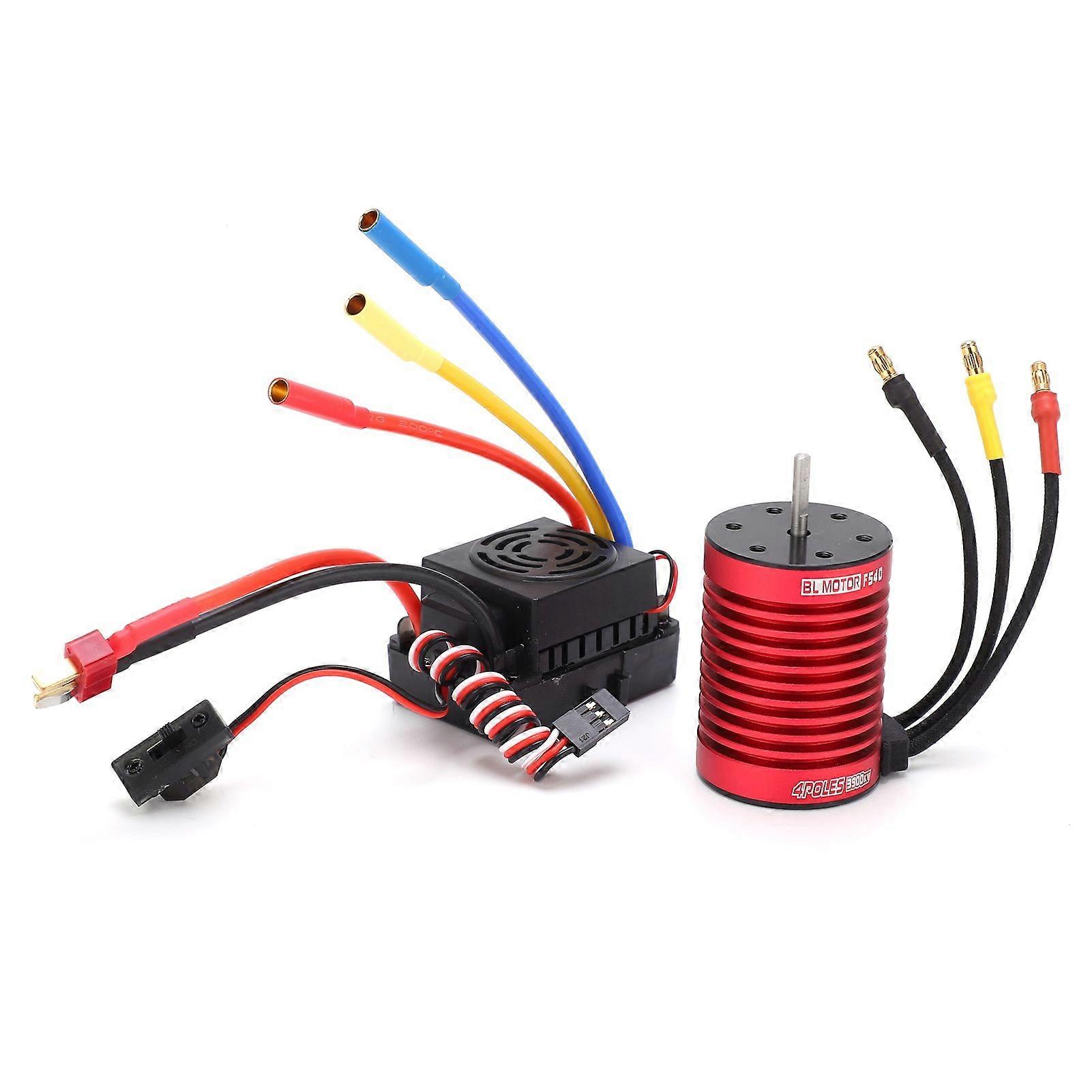 F540 Brushless Motor 3900KV and 60A Brushless ESC Set with T Plug for 1/10 Remote Control Cars