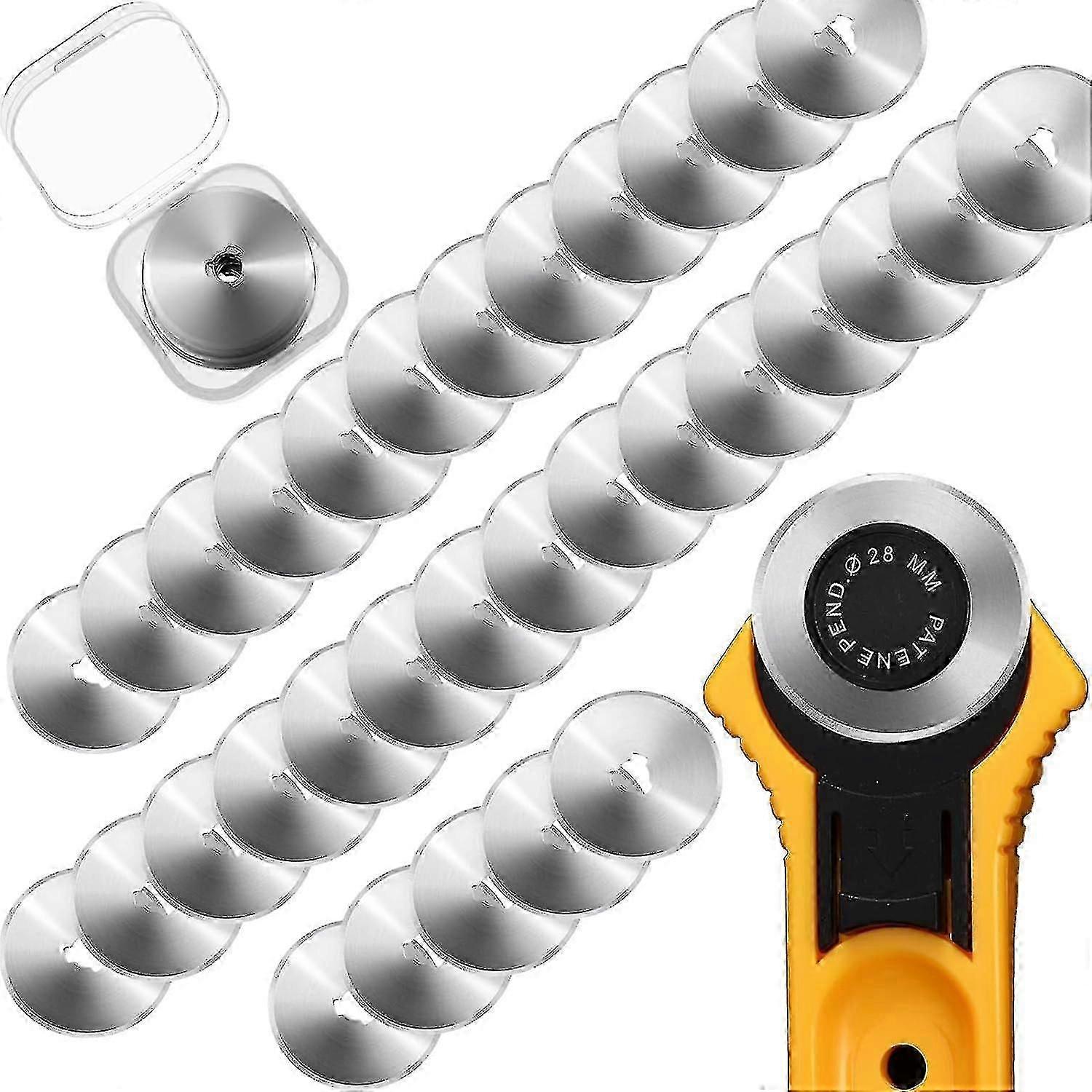 36-pack Rotary Knife Blade Replacement Blades Compatible With Fiskars Olfa Martelli Truecut Knives For Patchwork Leather Quilting Sewing Crafts (28mm)