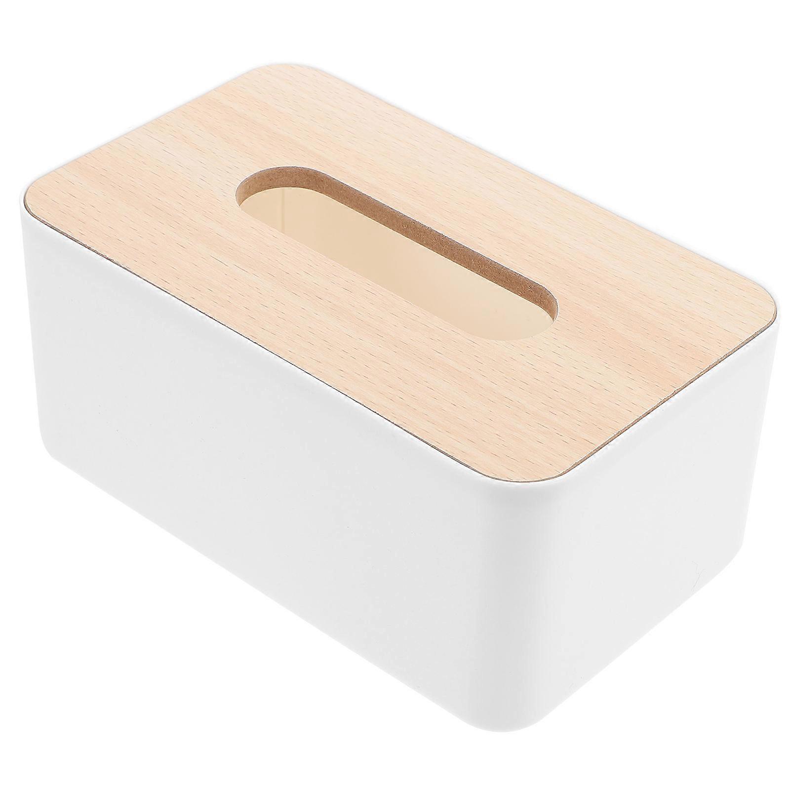 Household Tissue Box Cover Rectangular Holder Wood Plastic 2Pcs