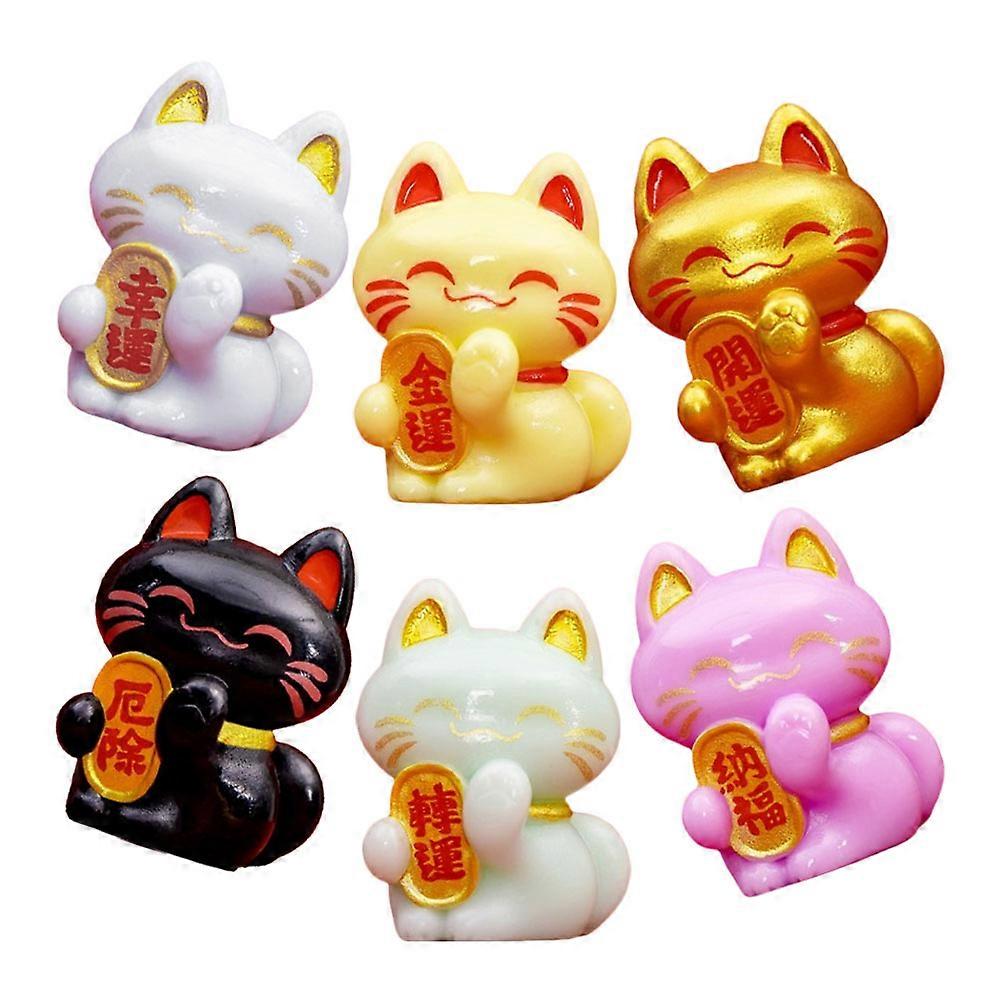 Mini Lucky Cat Resin Figurines for Desk Decor 18Pcs Assorted Colors