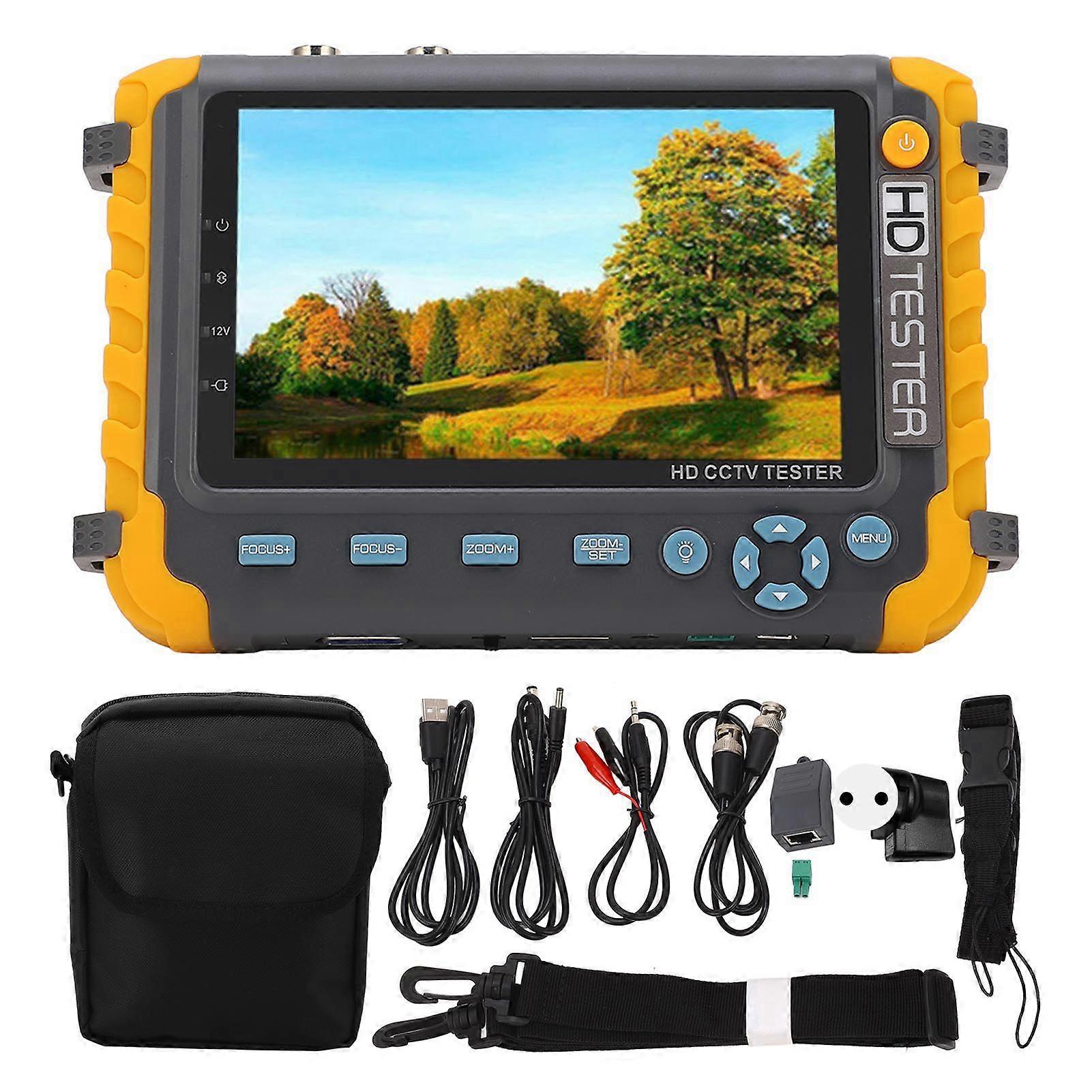 CCTV Camera Tester 8MP 5 Inch Screen VGA HD Multimedia Interface Input Coaxial AHD TVI CVI Camera Monitor 100240V EU Plug