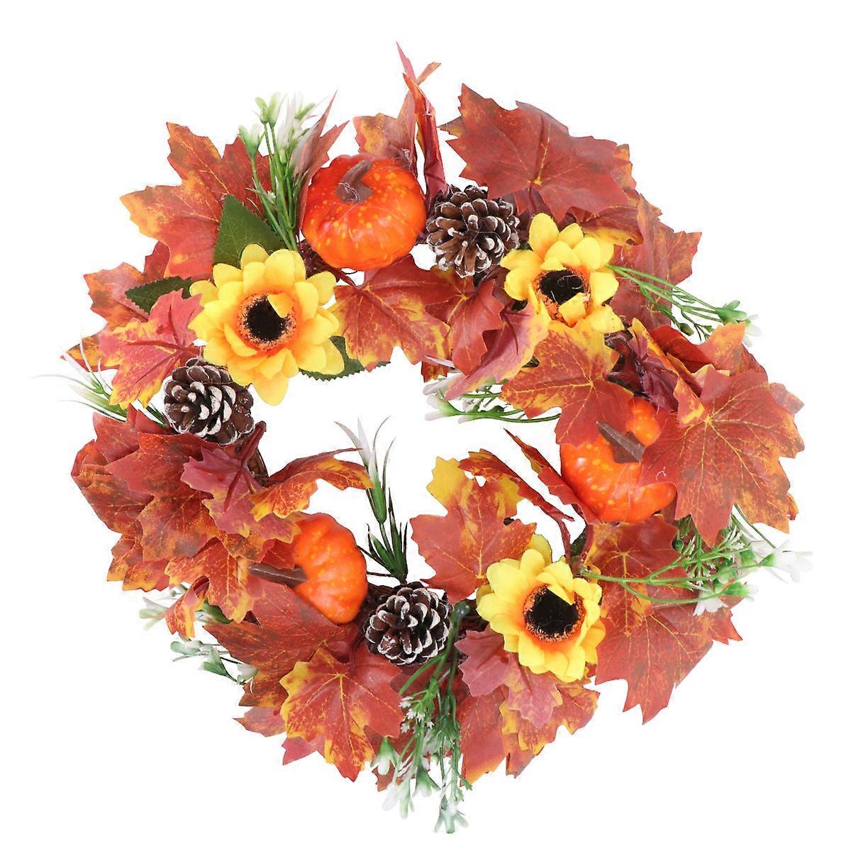 Round Autumn Wreath For Home Decoration Suitable For Halloween Featuring Orange Color And Decorative Function 30x30cm 1Set