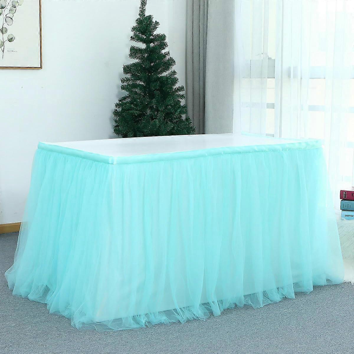 Pink Mesh Fluffy Tutu Tulle Table Skirt 6Ft/9Ft/14Ft Length Options 76 Cm Wide Chiffon Style Ruffle Pleated