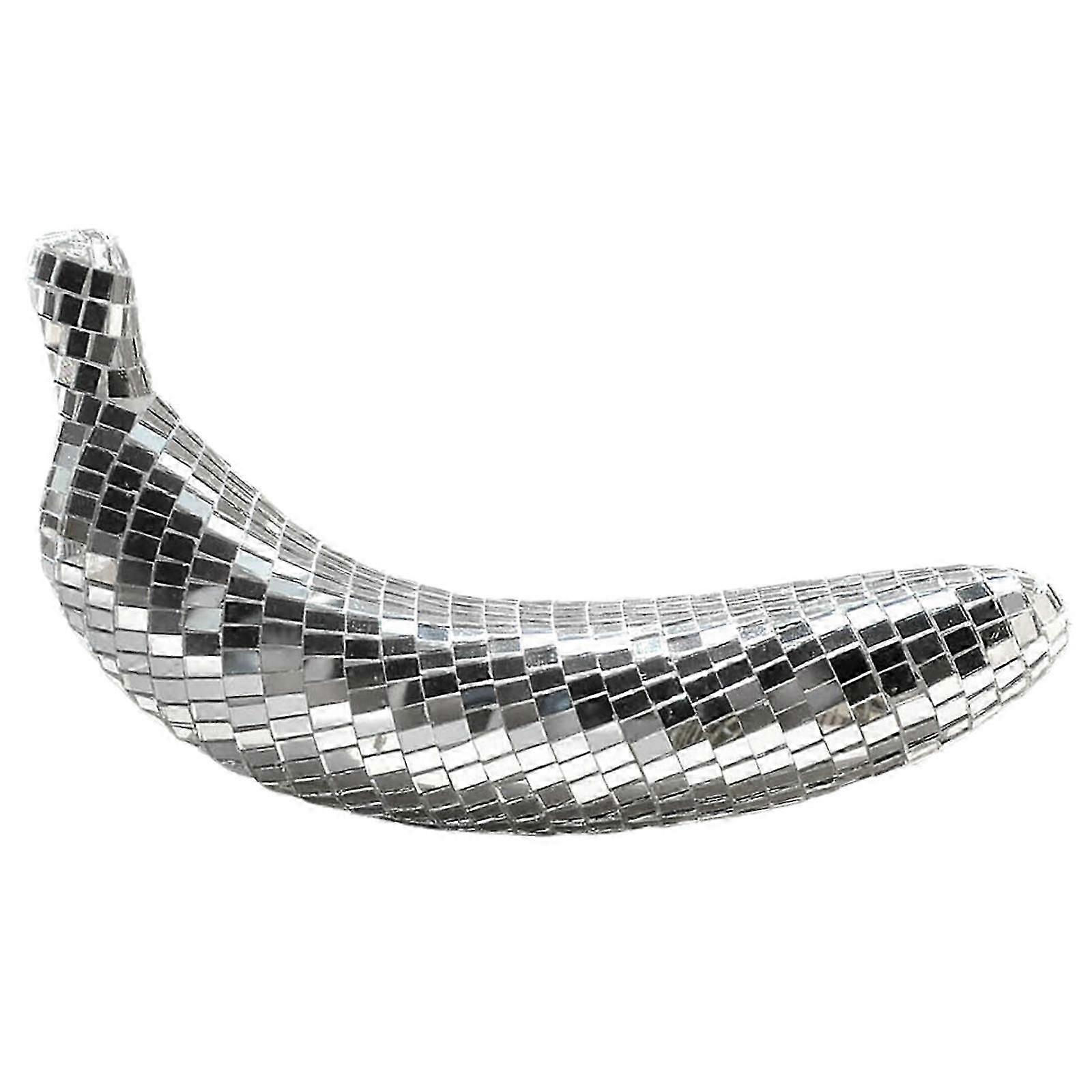 Mirrored Discos Banana Statue Model Fruit Shape Figurine for Party Table Decoration Reflective Ornaments for Festivals Silver
