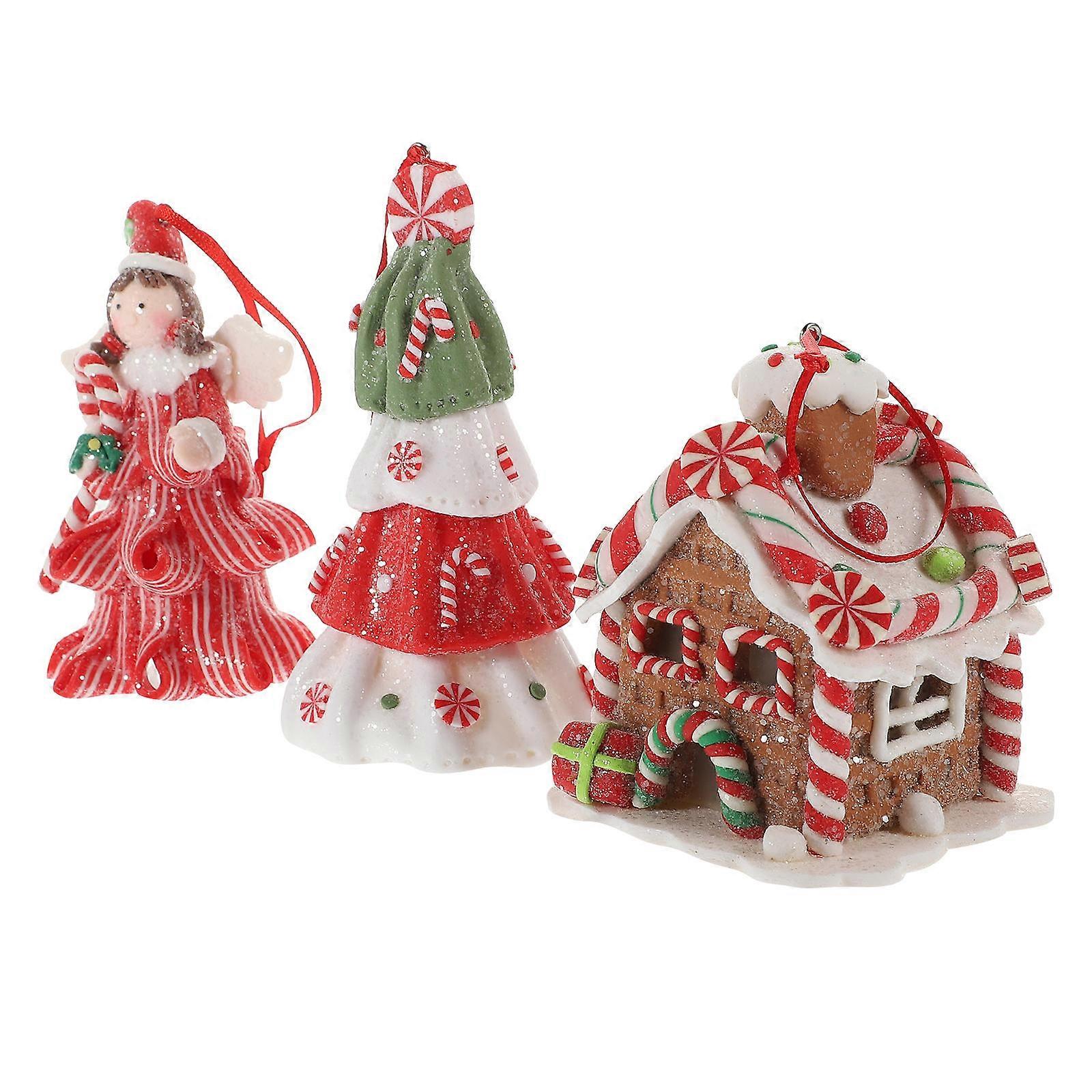 Christmas Clay Ornament Xmas Tree Hanging Decoration 3Pcs Pack