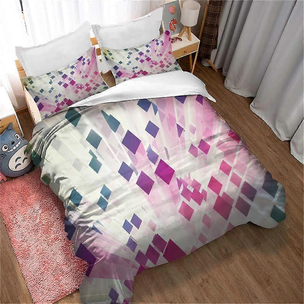 w224 Bedding Microfiber 3 Pieces - Duvet Cover Set with Abstract Multicolor, Soft Fluffy Duvet Covers with Zipper pattern 03) m224