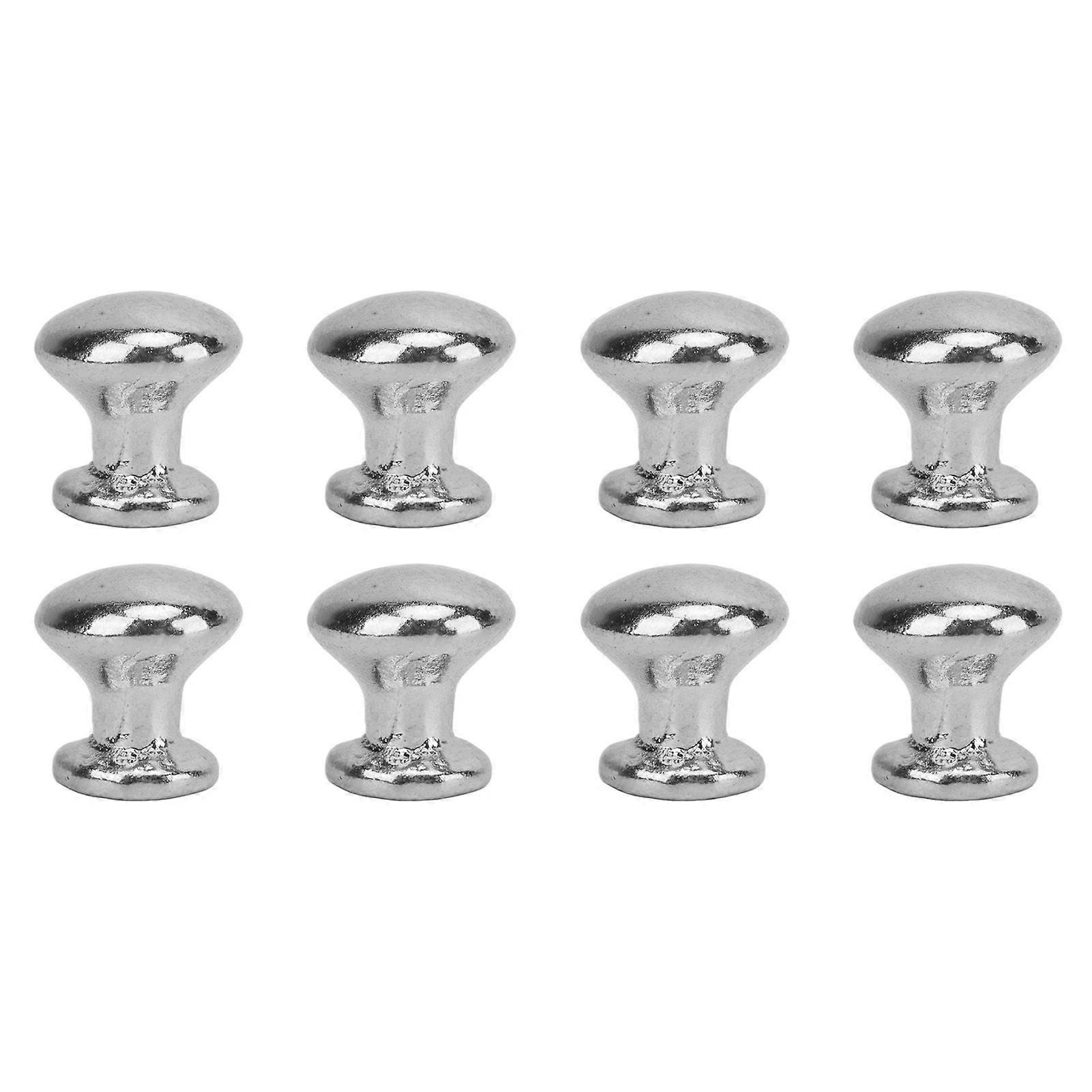 8pcs 1:12 Scale Miniature Round Head Pull Handle Metal Simple Style Dollhouse Door Handle Knobs Silver