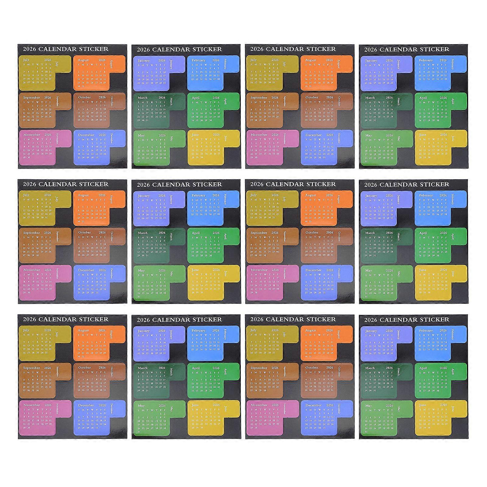 6 Sets Calendar Tab Stickers: 2026 Monthly Calendar Index Tabs Sticker - Adhesive Planner Decal For Diy Journals Notebooks Scrapbooks