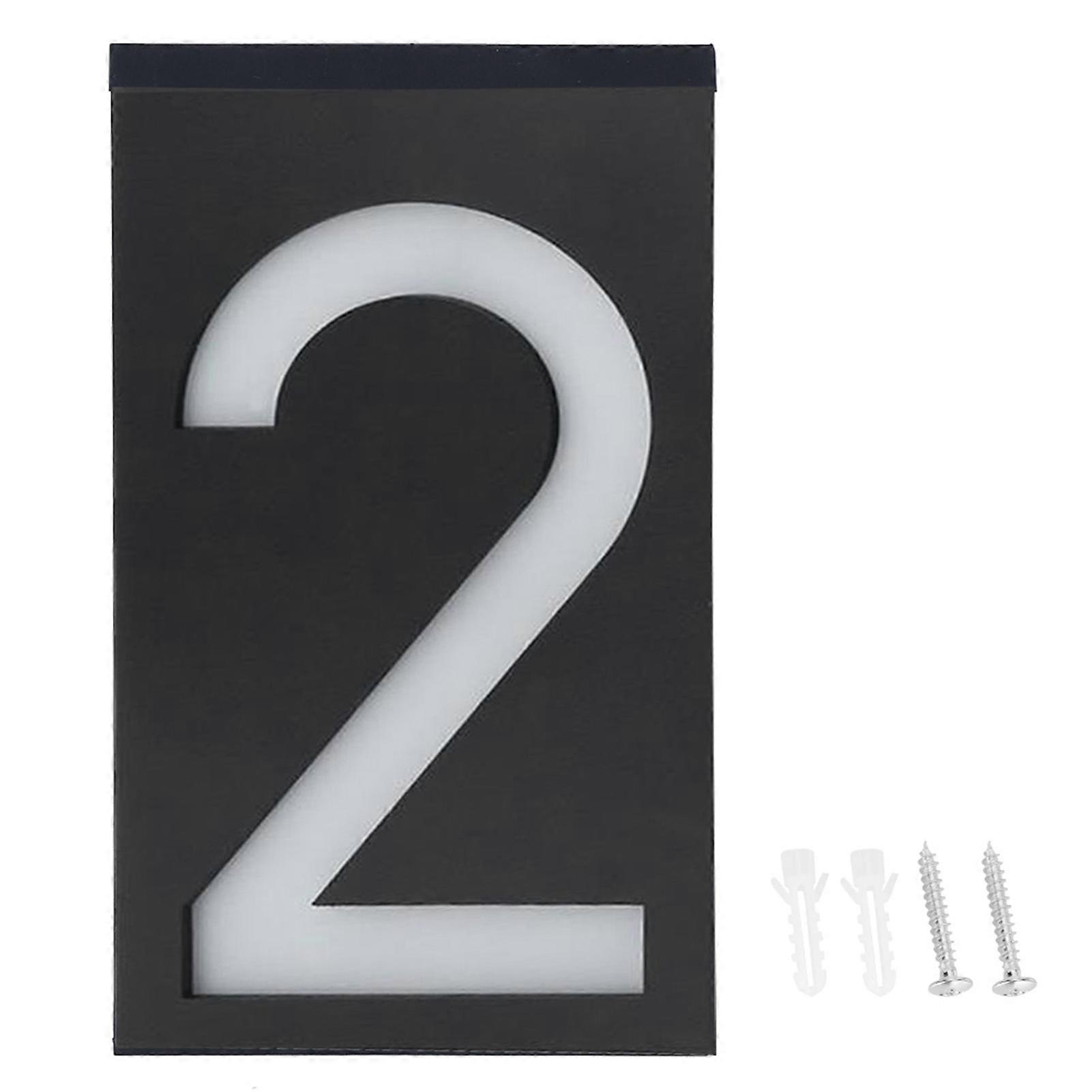 Panneau lumineux LED solaire d'extérieur, éclairage d'adresse pour porte d'hôtel, magasin (numéro 2)