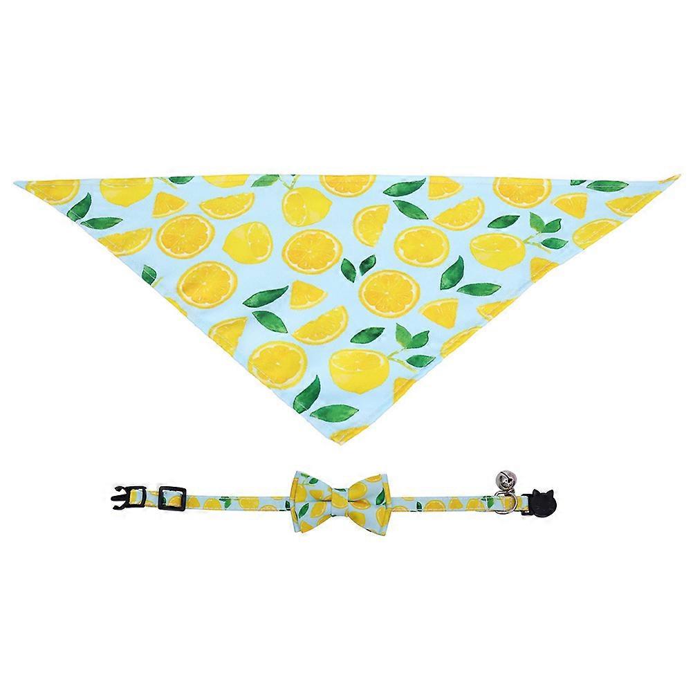 Yellow Cat Collar Scarf Set for Pets with Bow Collar 4Pcs