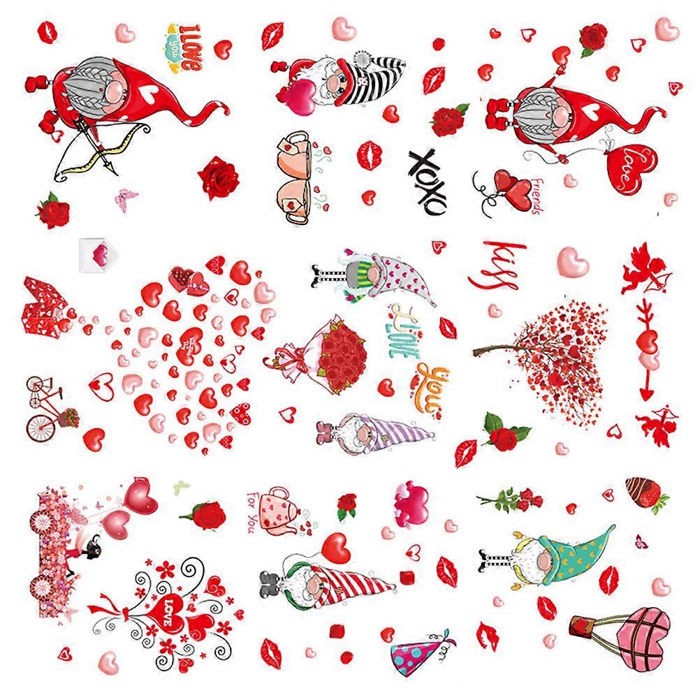 Valentines Window Stickers 18 Sheets Premium Decal Decorations Suitable For Classroom Kitchen Valentine's Day 30X20CM Vibrant Multi Color