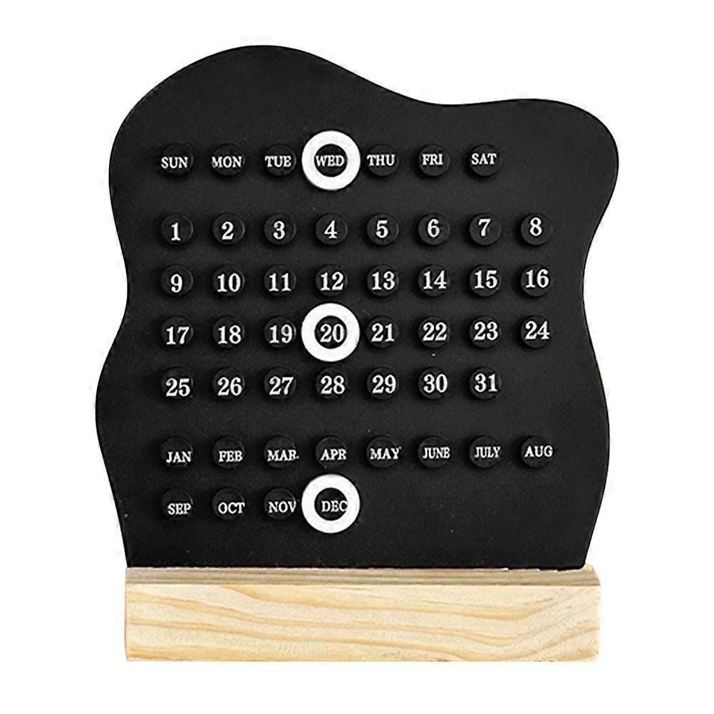 Wooden Perpetual Calendar for Office Desk Decor with 2Pcs Date Display