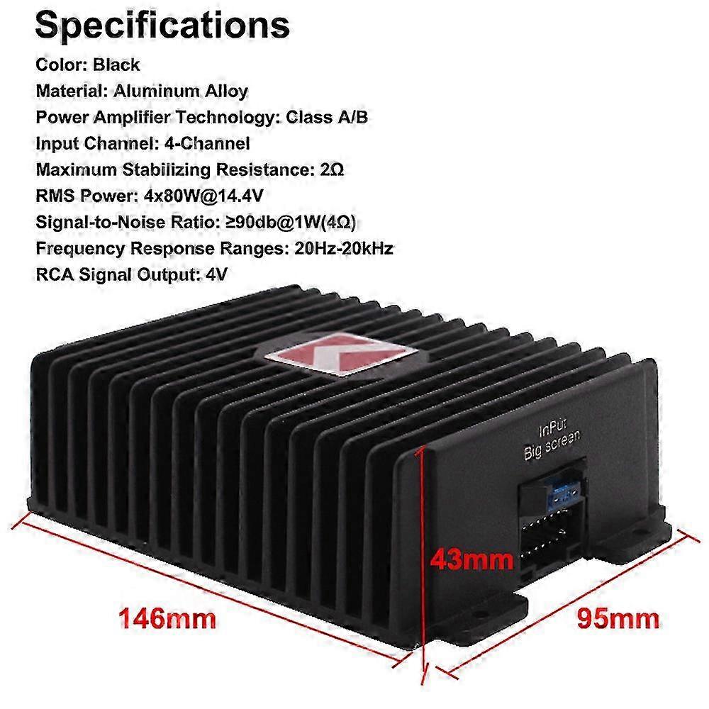 4-Channel Car Amplifier 80Wx4 Audio Modification Power Amplifier Digital Sound Processor Class A/B for Android Car Player 2025