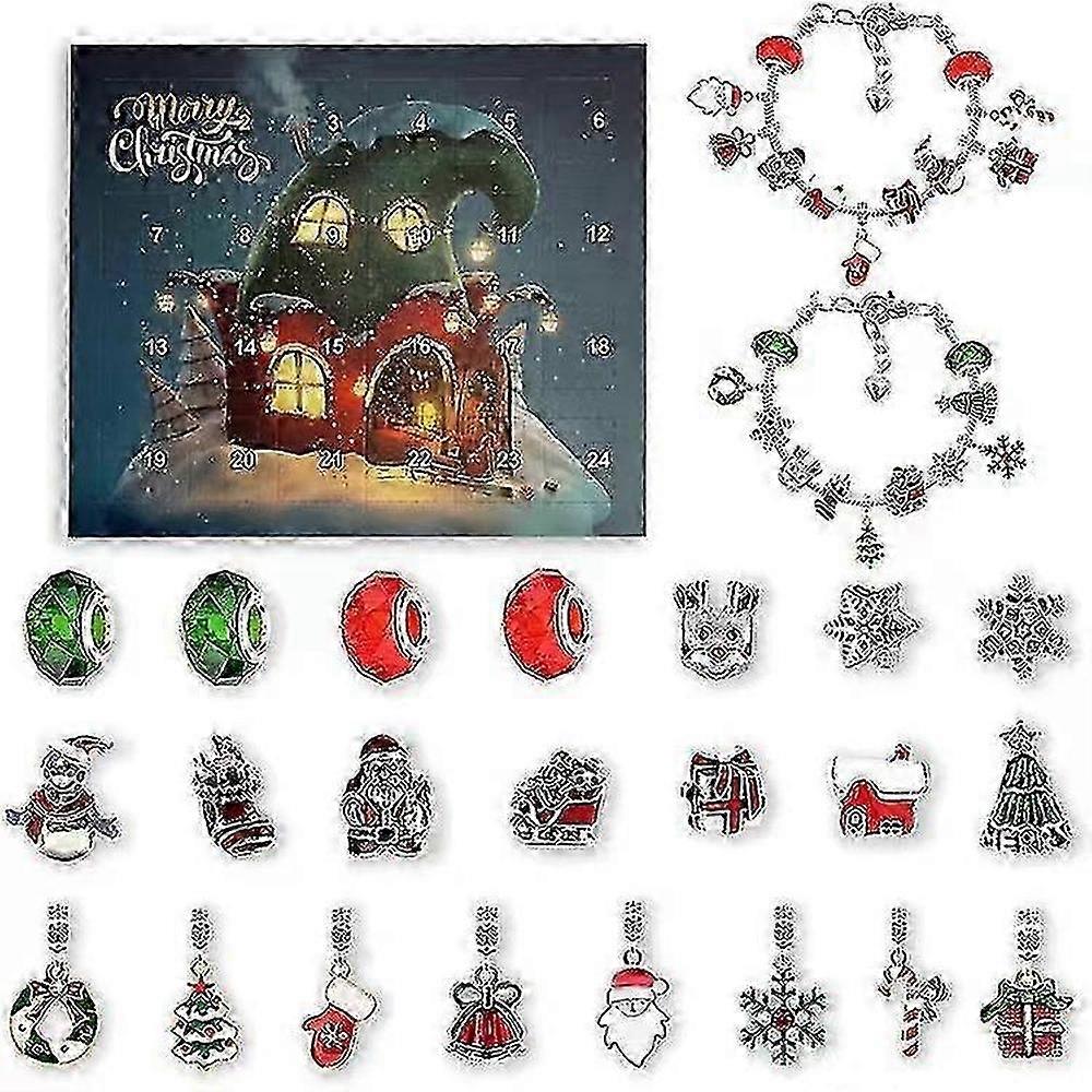 Christmas Alloy Blind Box Advent Calendar with Bracelet and Ornament Collection