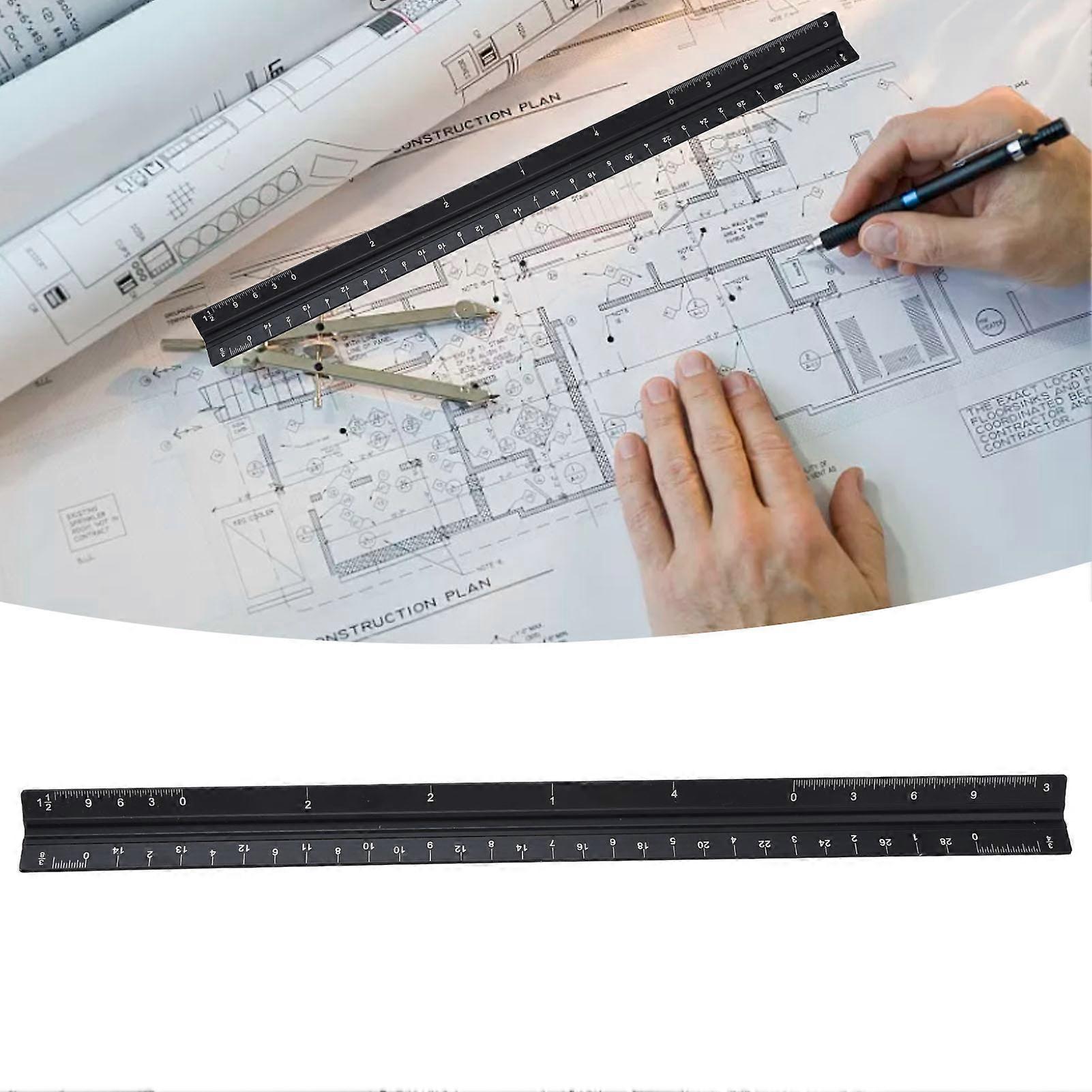 Triangular Aluminum Alloy Ruler Engraved Marking 106g Durable