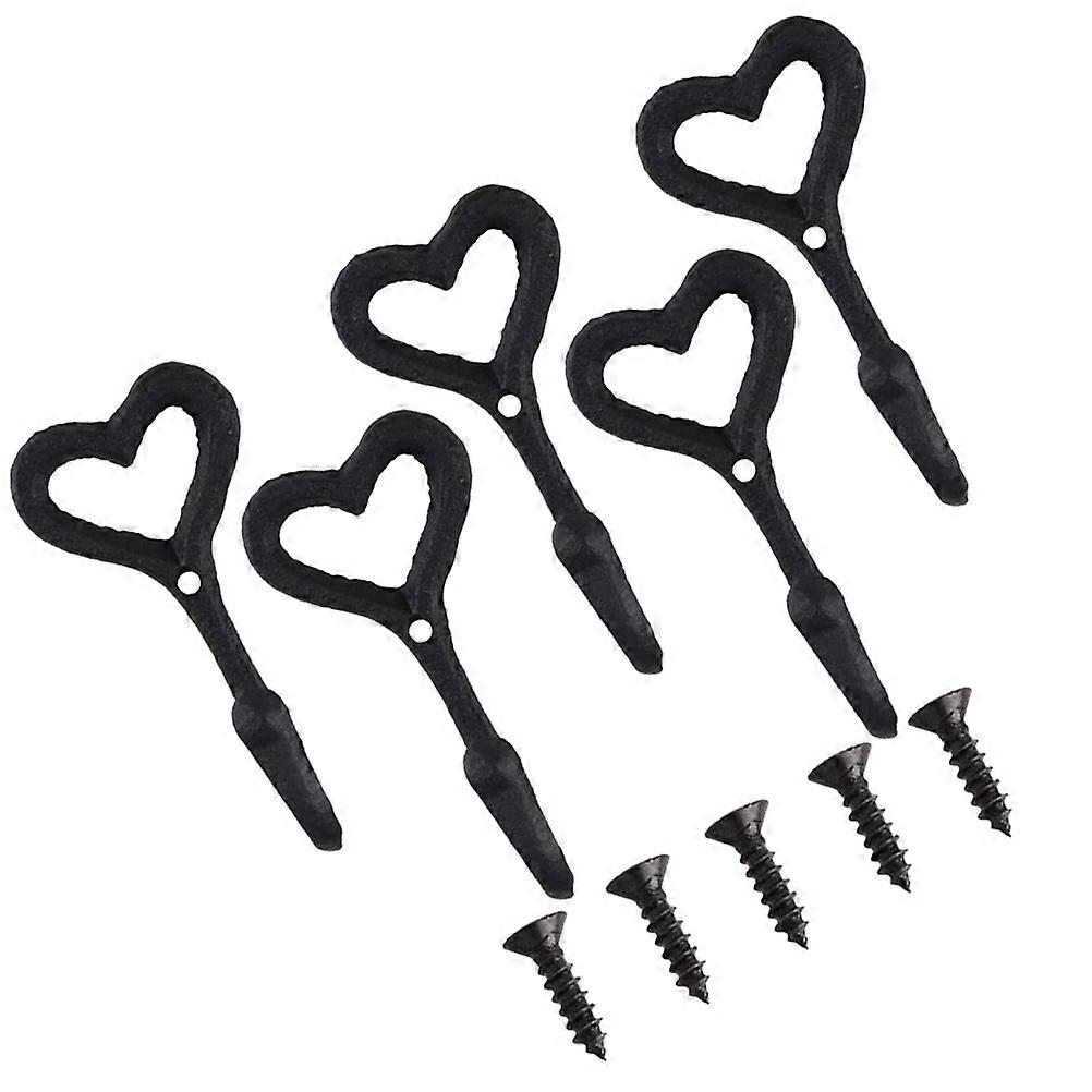 Decorative Hooks Heart Hooks for Hanging Use Cast Iron Coat 5Pcs Set