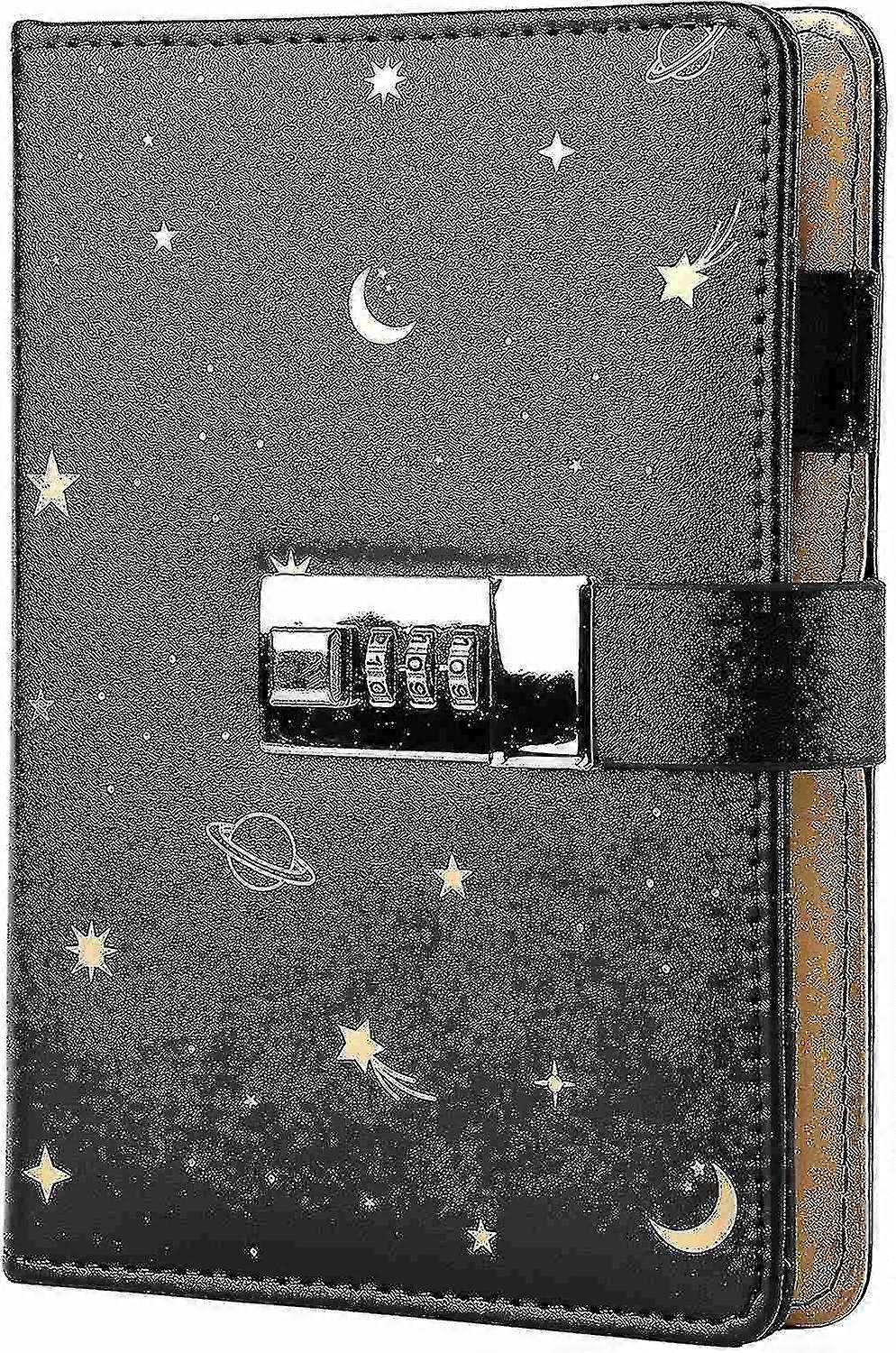 Leather Journal With Lock, Refillable Paper Binder Password Diary, Secret A6 Writing Hardcover Noteb