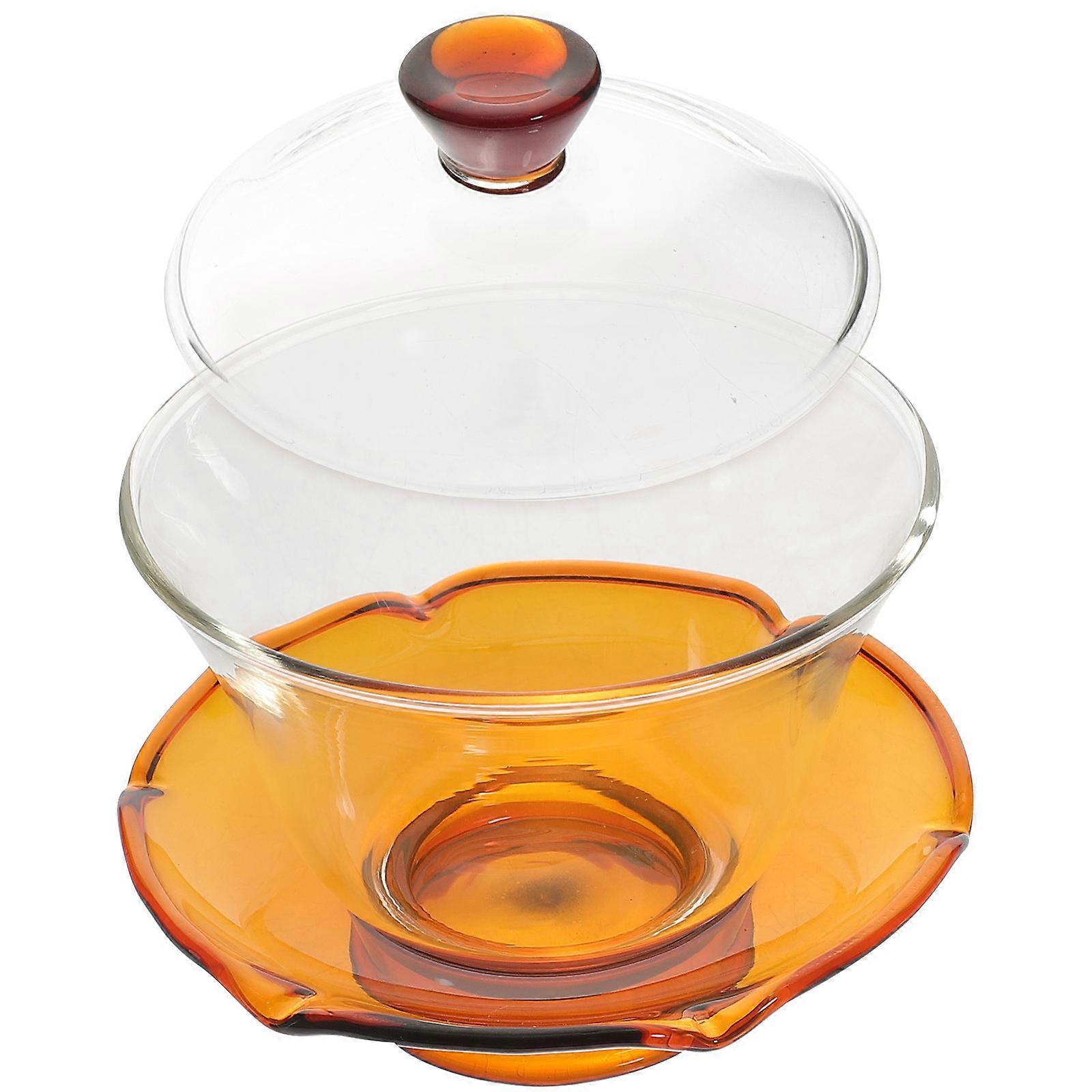 Tea Cup with Lid Decorative Glass Teacup for Home Use 2Sets Red Tureen