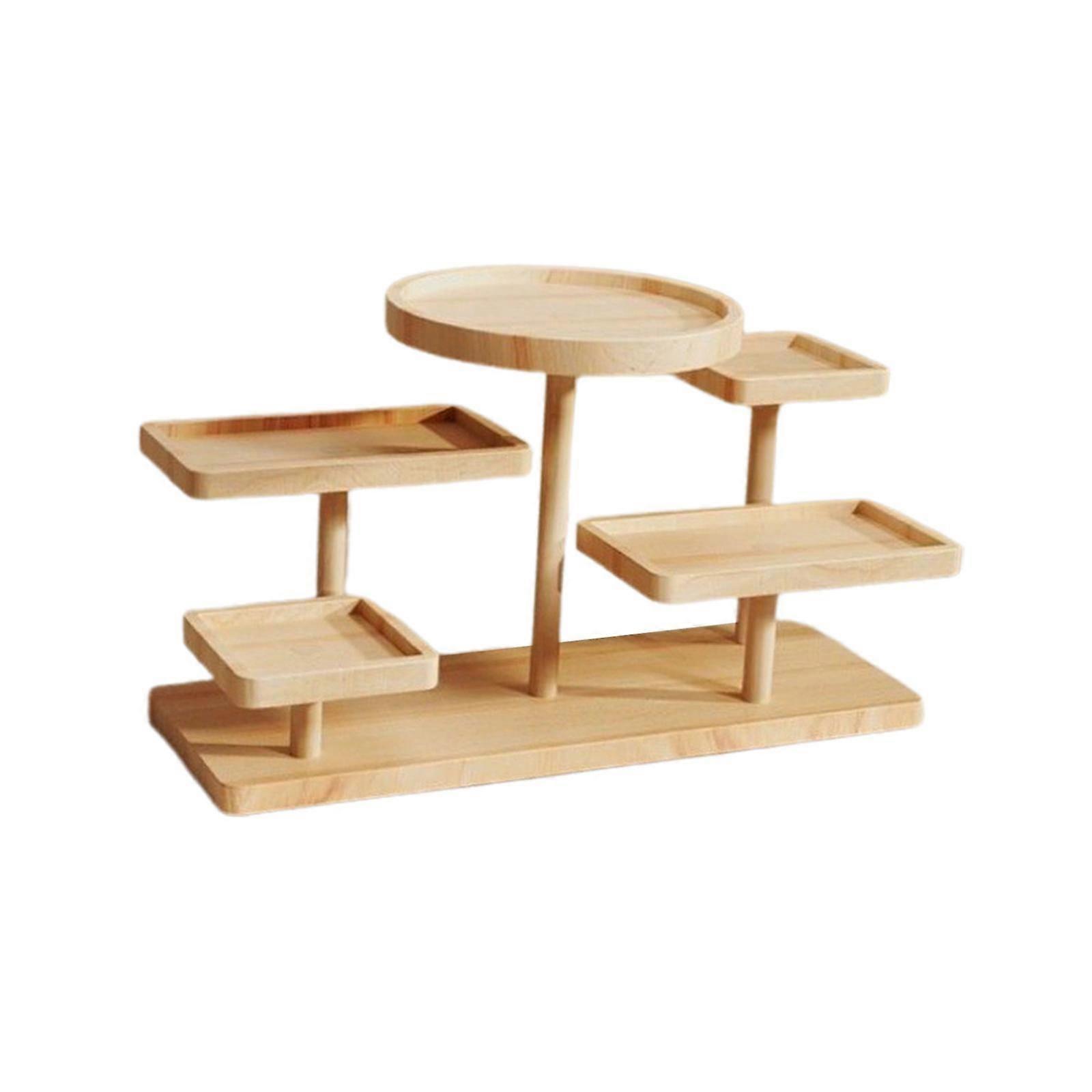 Wooden Multi Layer Display Rack Decor Wooden Display Riser for Bedroom Party