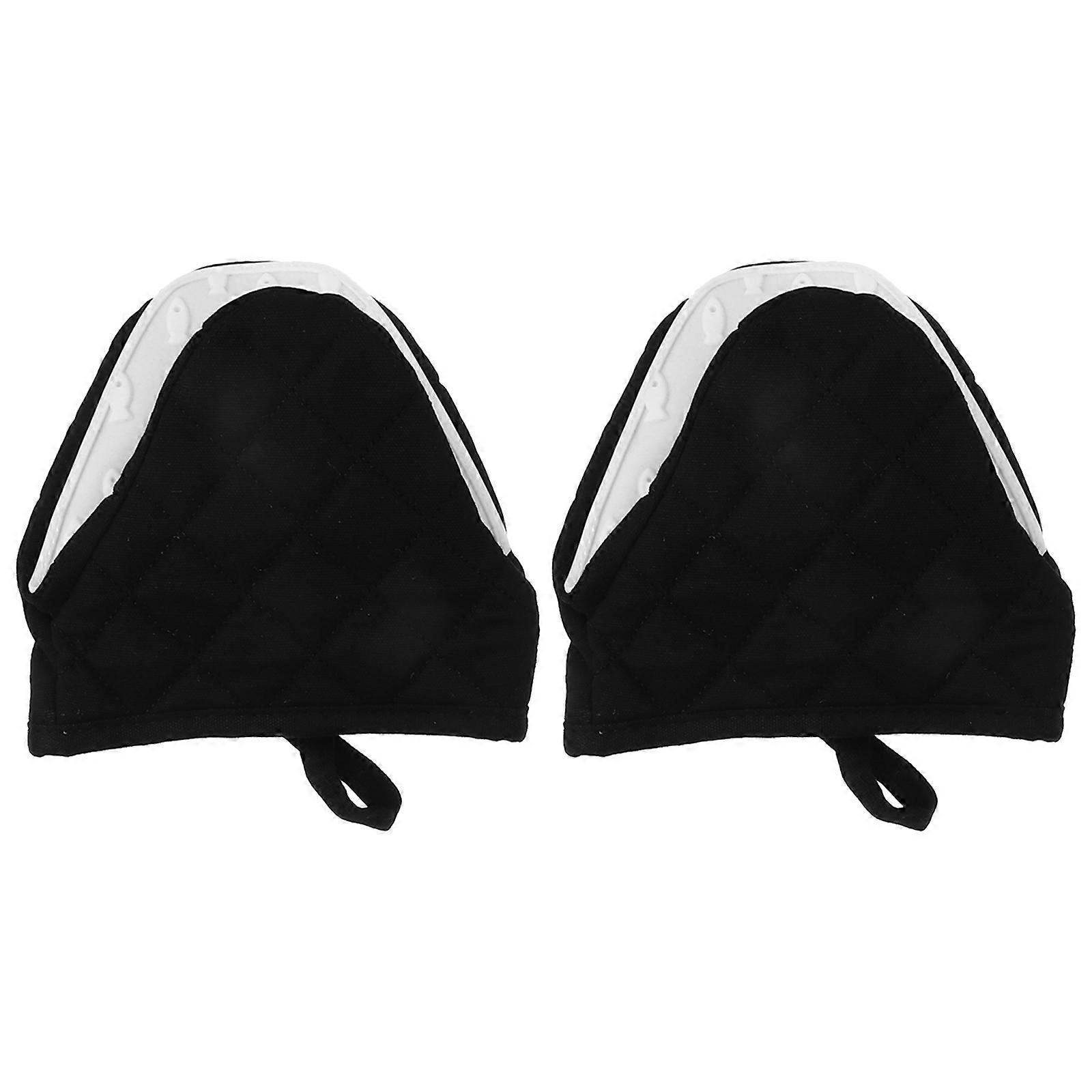 Heat Resistant Oven Mitts Simple Design Black Color 15.5x14.5x4CM 2Set