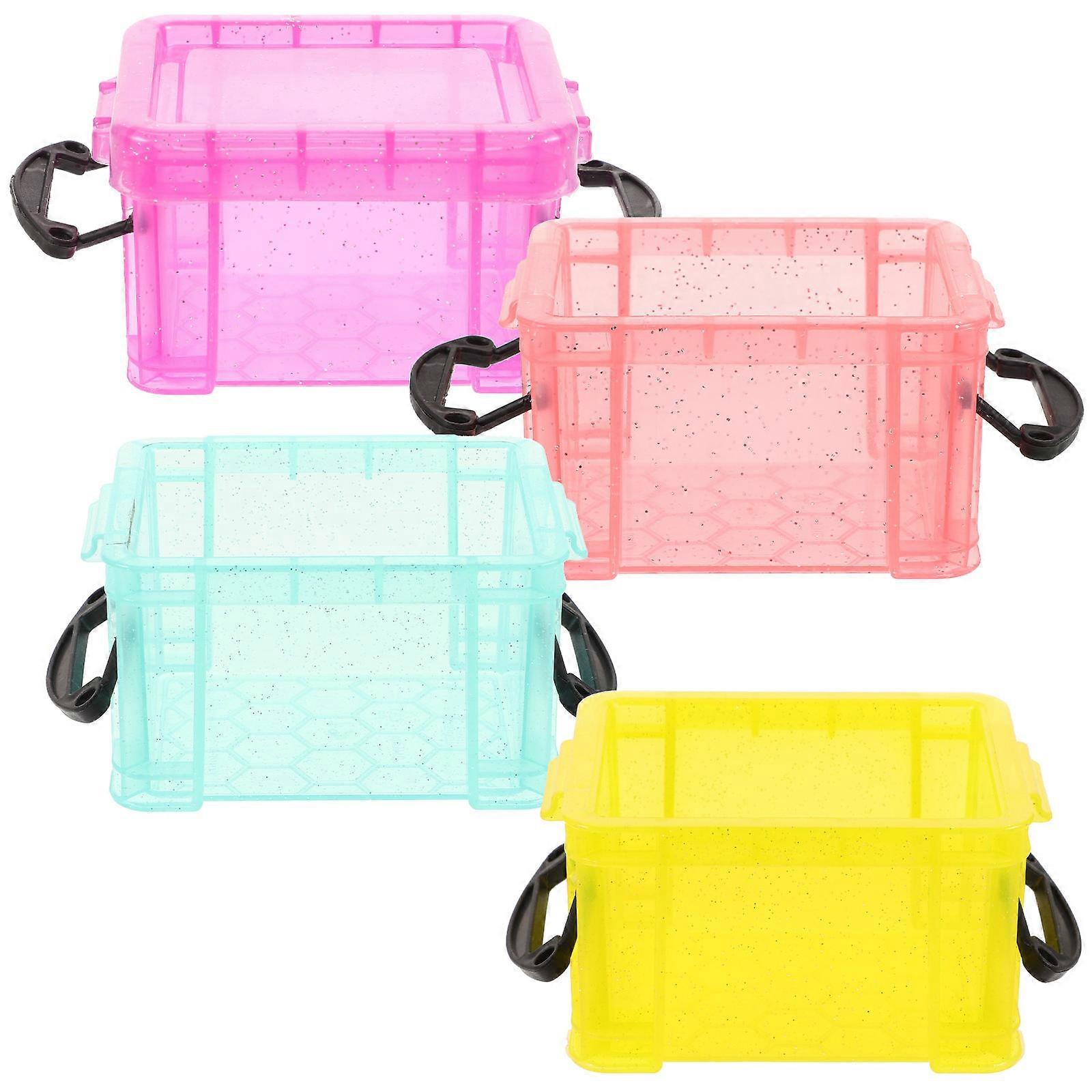 Mini Storage Container Storage Cases Rectangular Travel Home Organization Pink 4Pcs