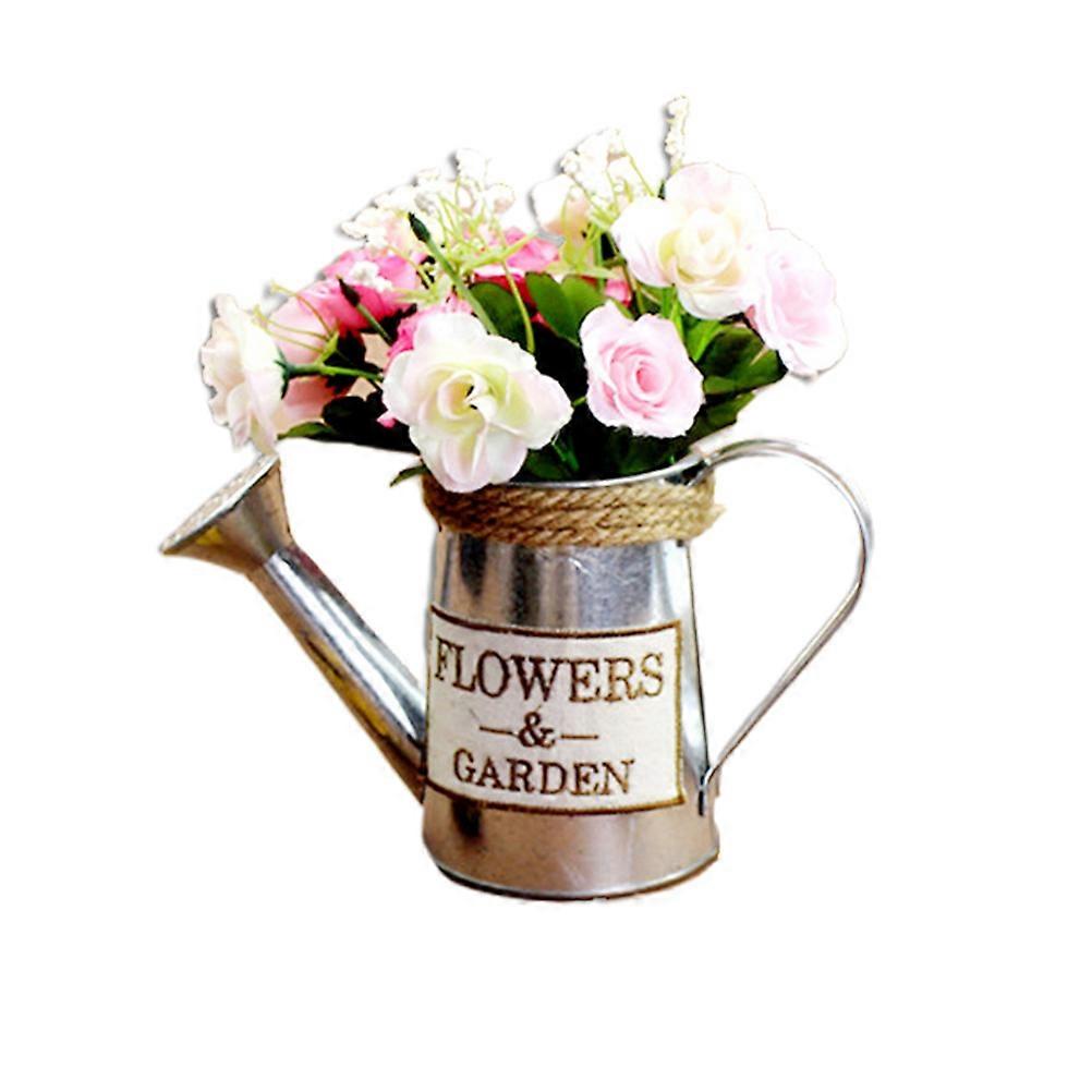 Creative Flowerpot Iron Watering Kettle for Plants Decor 3Pcs Silver