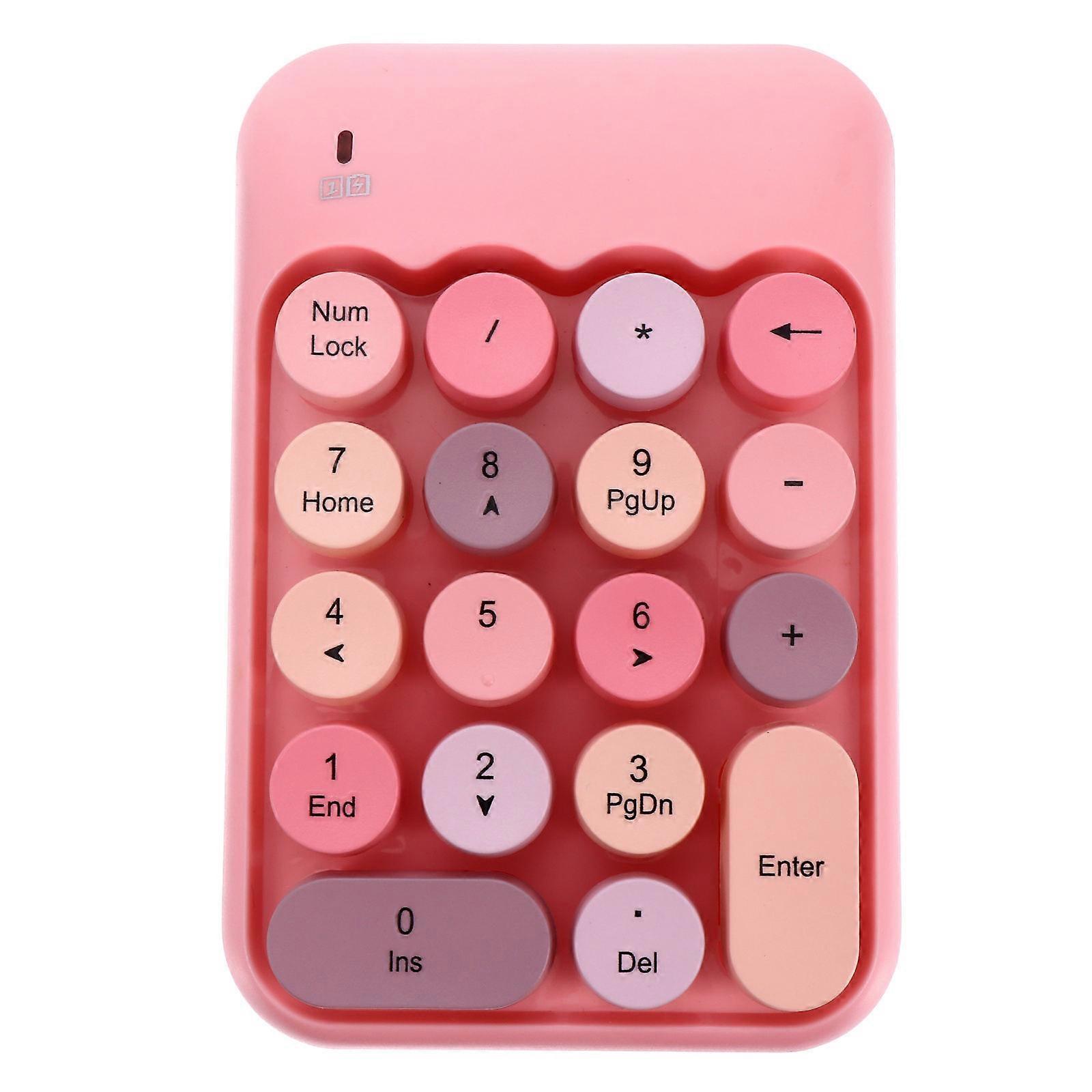 Portable Wireless Numeric Keyboard For Financial Accounting Mini Keypad Pink 1Pcs Backspace Key